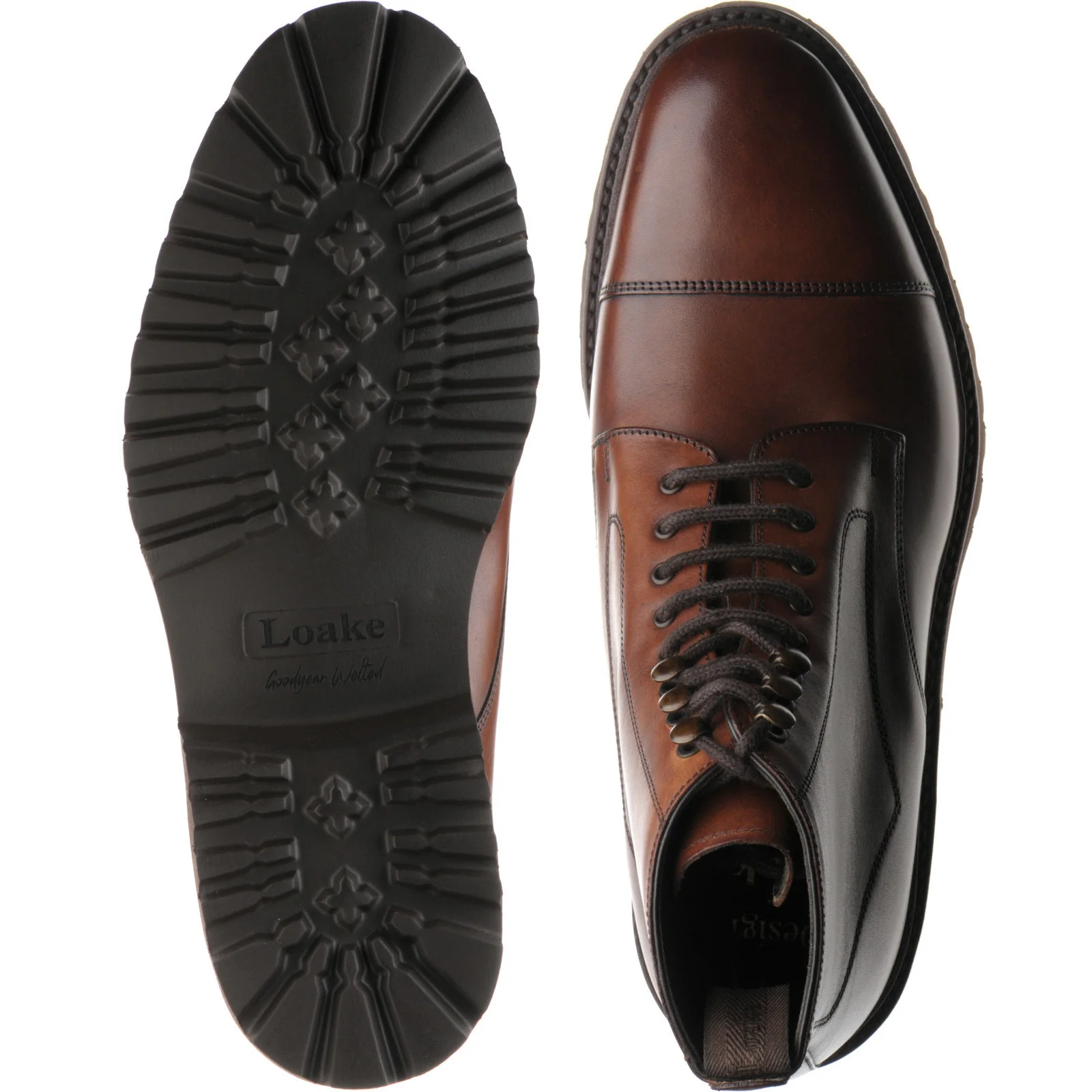Loake Aquarius mens rubber-soled boots in cedar calf - Image 3