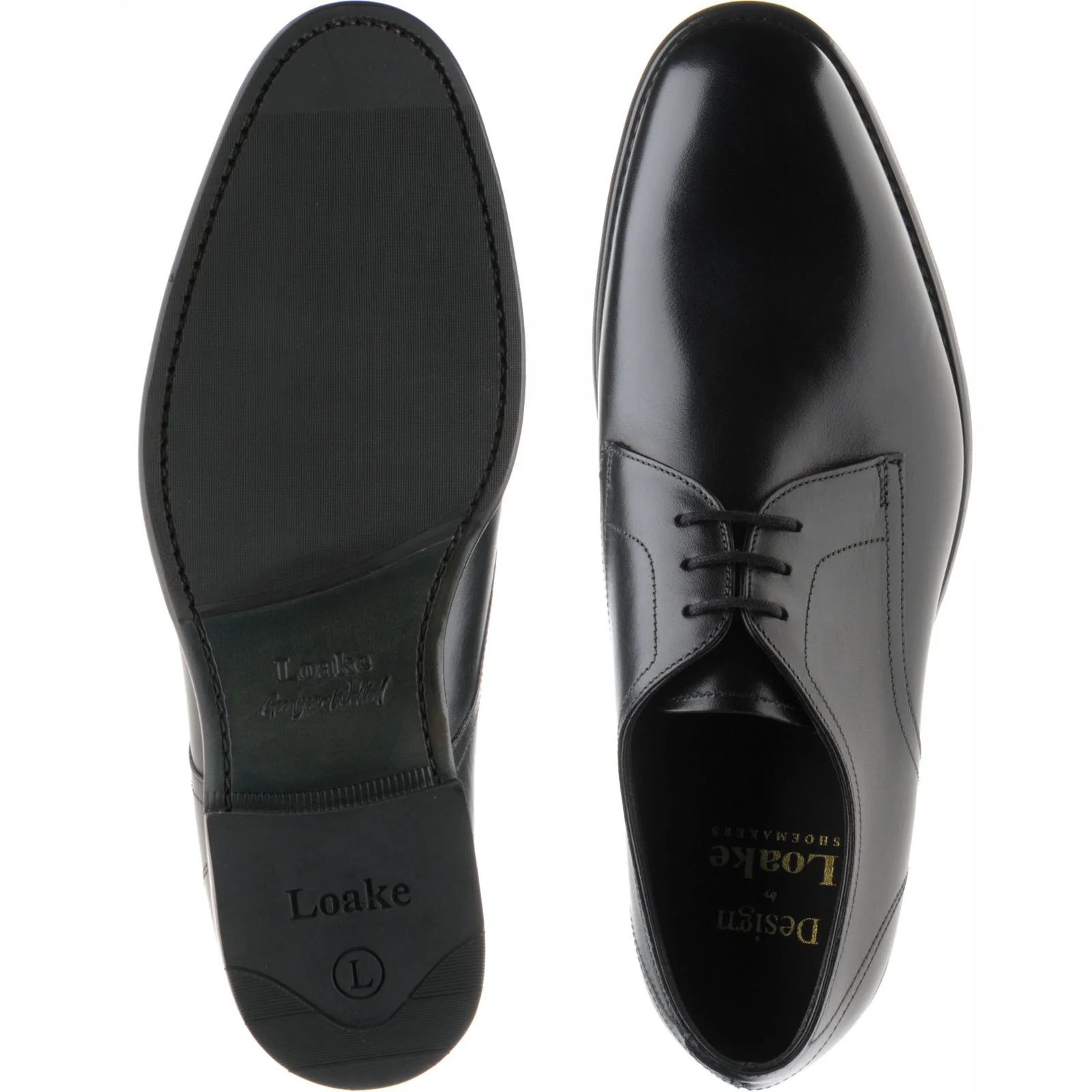 Loake Atherton mens hybrid-soled Derby shoes in black calf (second) - Image 3