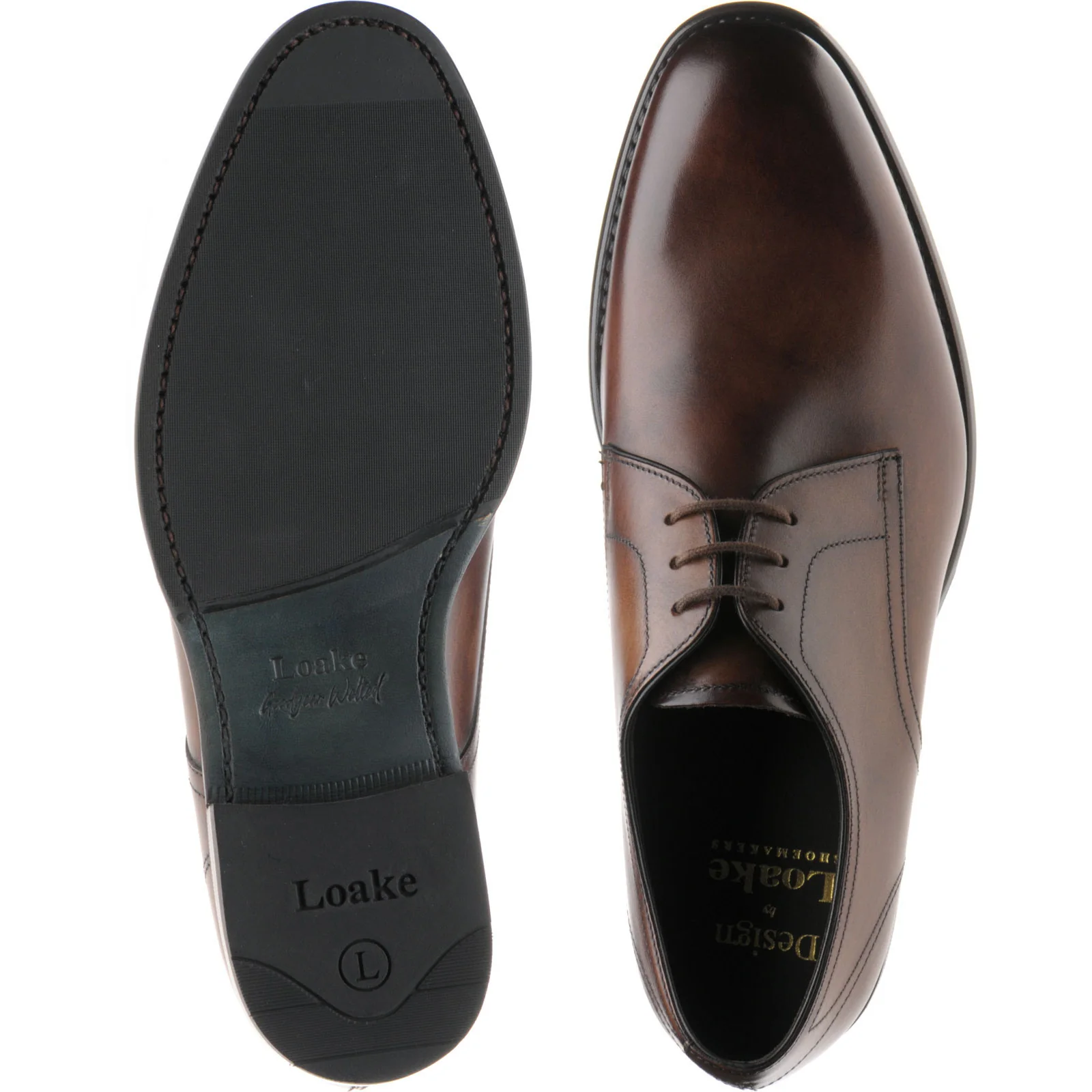 Loake Atherton mens hybrid-soled Derby shoes in dark brown calf - Image 3