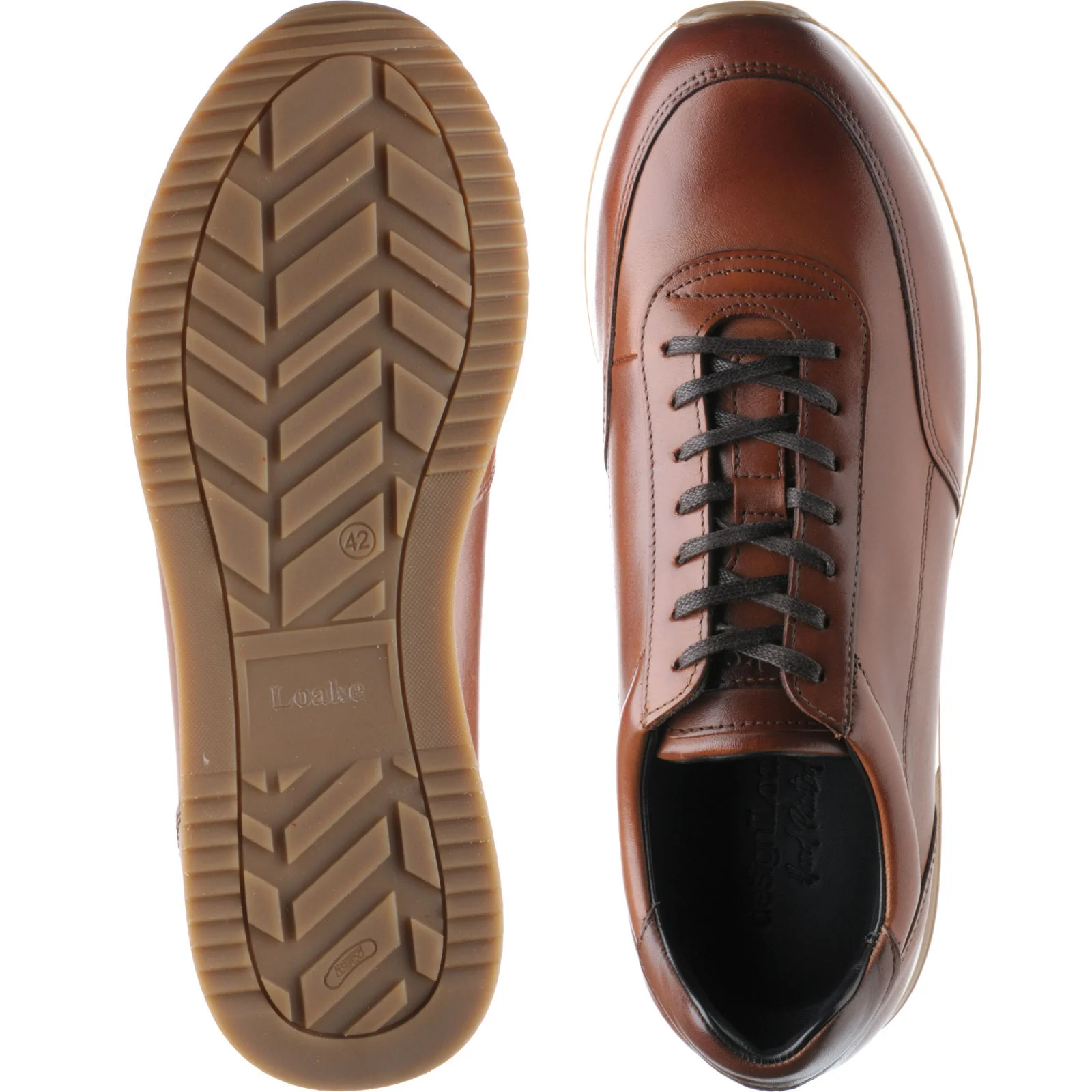 Loake Bannister mens rubber-soled trainers in cedar calf - Image 3