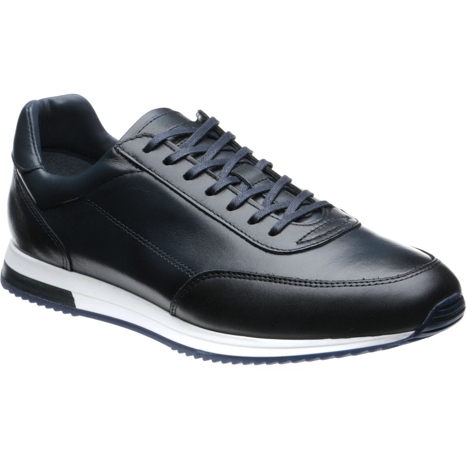 Loake Bannister mens rubber-soled trainers in navy calf