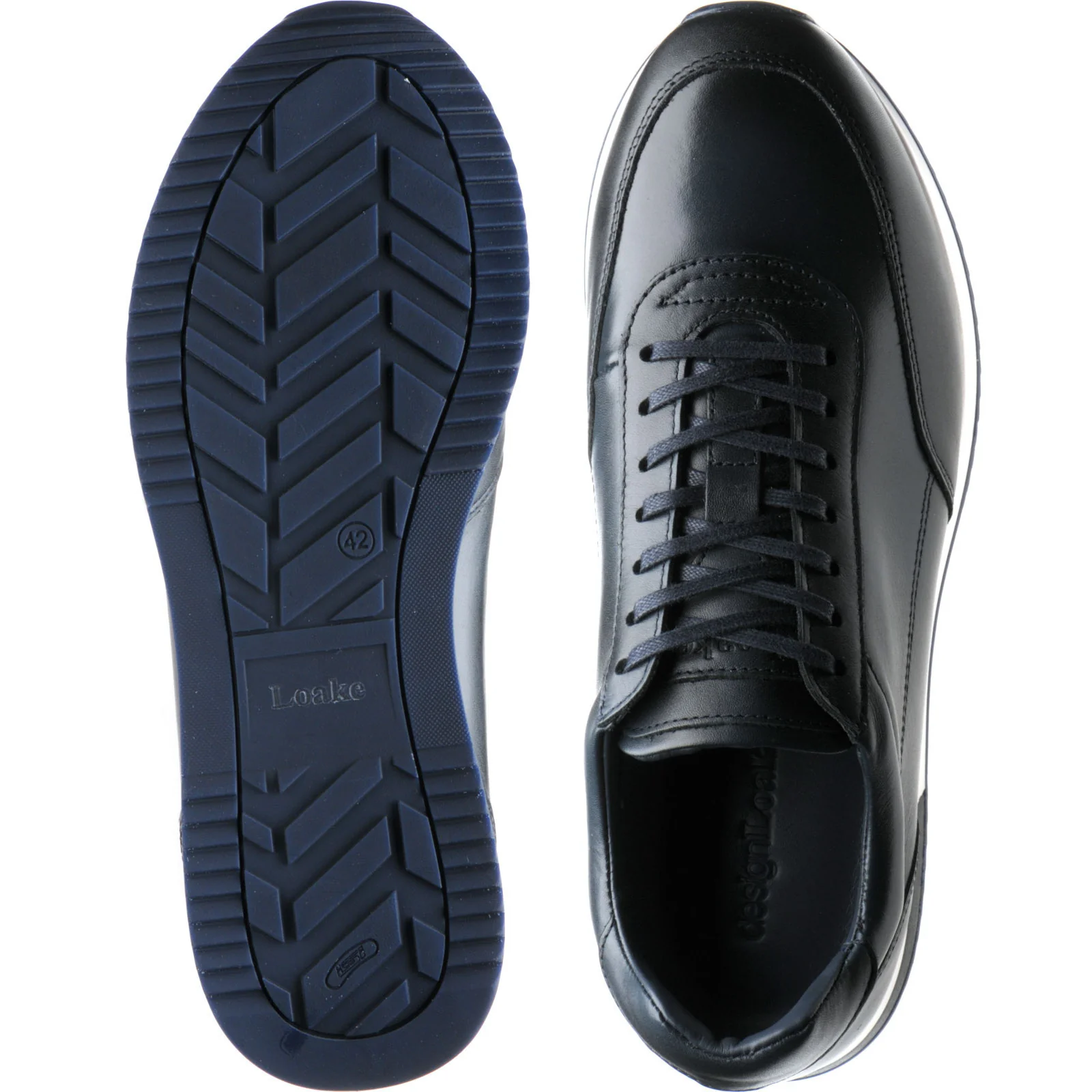 Loake Bannister mens rubber-soled trainers in navy calf - Image 3