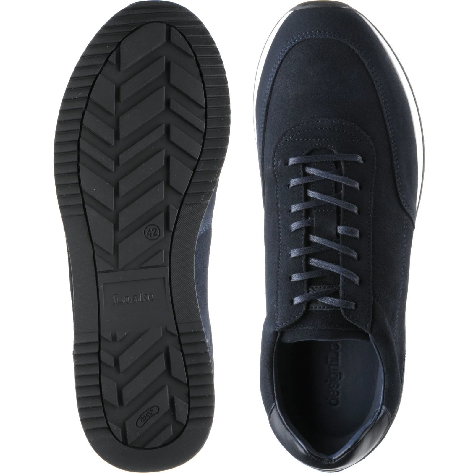 Loake Bannister mens rubber-soled trainers in navy suede - Image 3