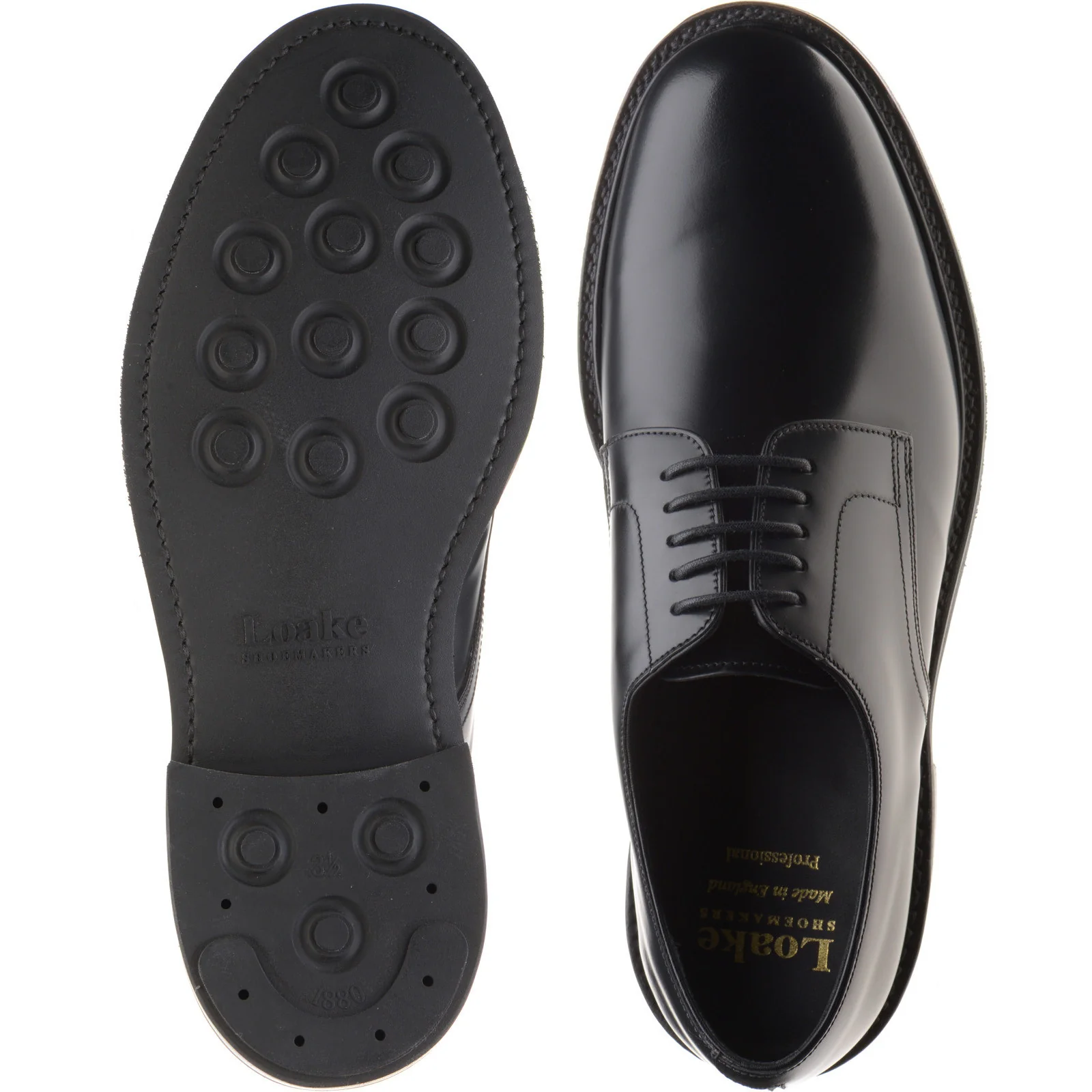 Loake Barbican mens rubber-soled in black polished - Image 3