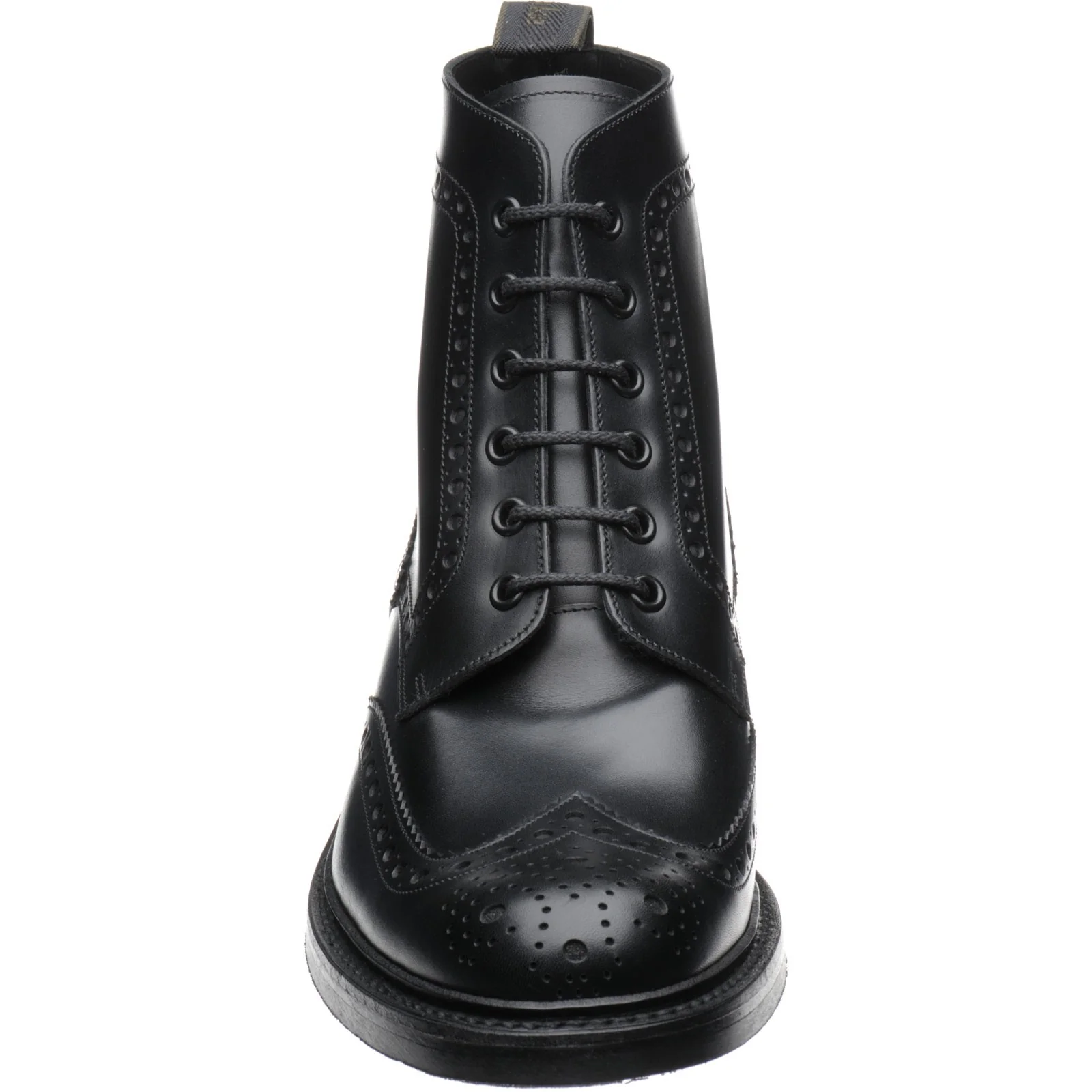 Loake Bedale mens rubber-soled brogue boots in black calf (second) - Image 2