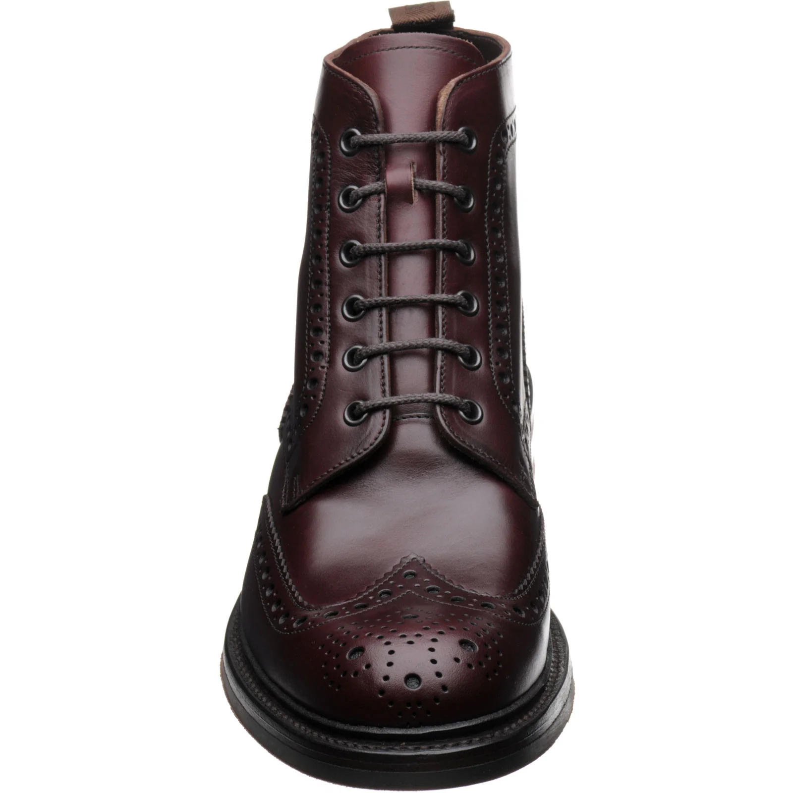 Loake Bedale mens rubber-soled brogue boots in burgundy chromexcel - Image 2