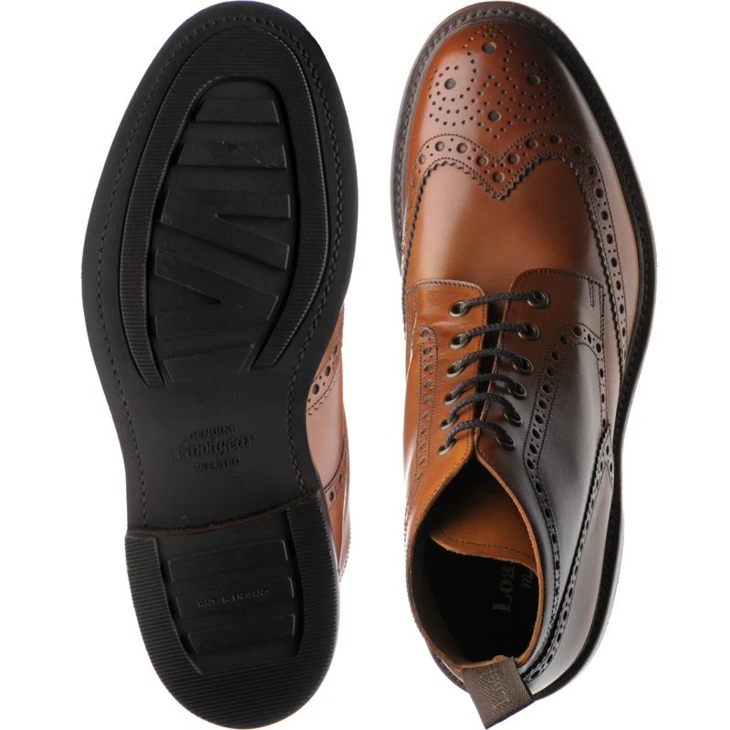 Loake Bedale mens rubber-soled brogue boots in tan - Image 3