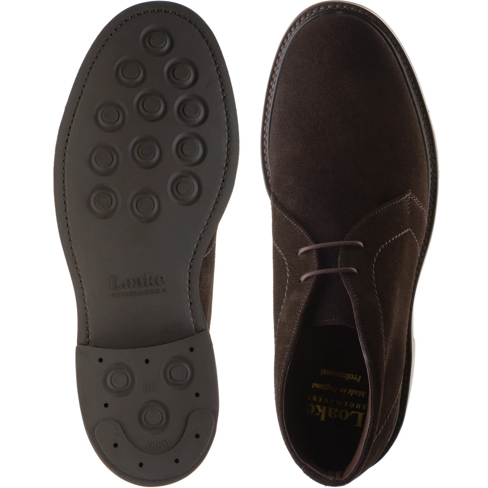 Loake Berkeley mens rubber-soled Chukka boots in dark brown suede (second) - Image 3