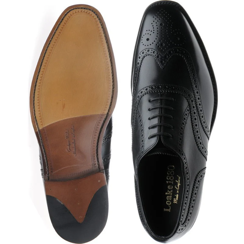 Loake Buckingham mens brogues in black calf - Image 3