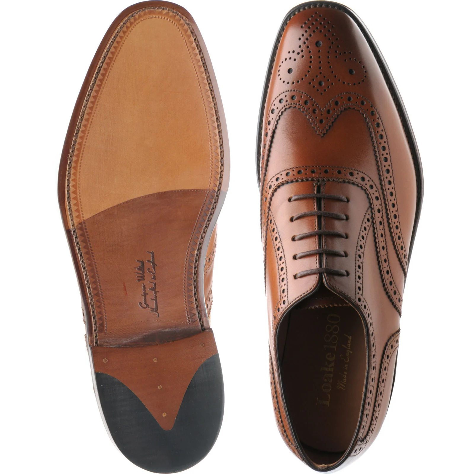 Loake Buckingham mens brogues in brown calf - Image 3