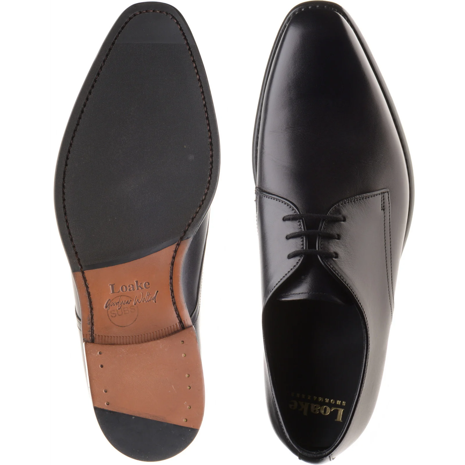 Loake Capel mens hybrid-soled Derby shoes in black calf (second) - Image 3