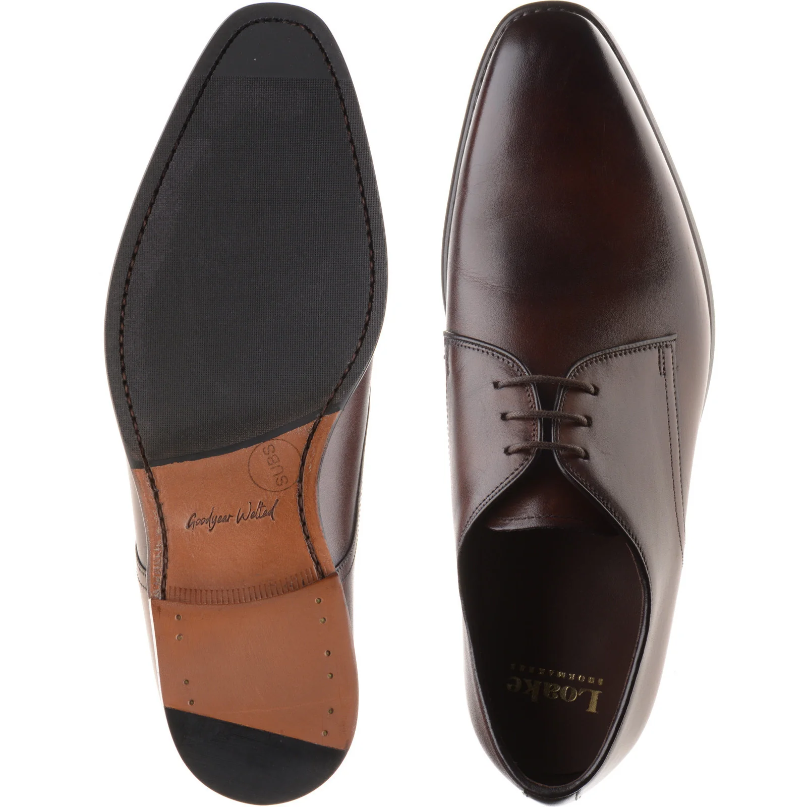 Loake Capel mens hybrid-soled Derby shoes in dark brown calf (second) - Image 3