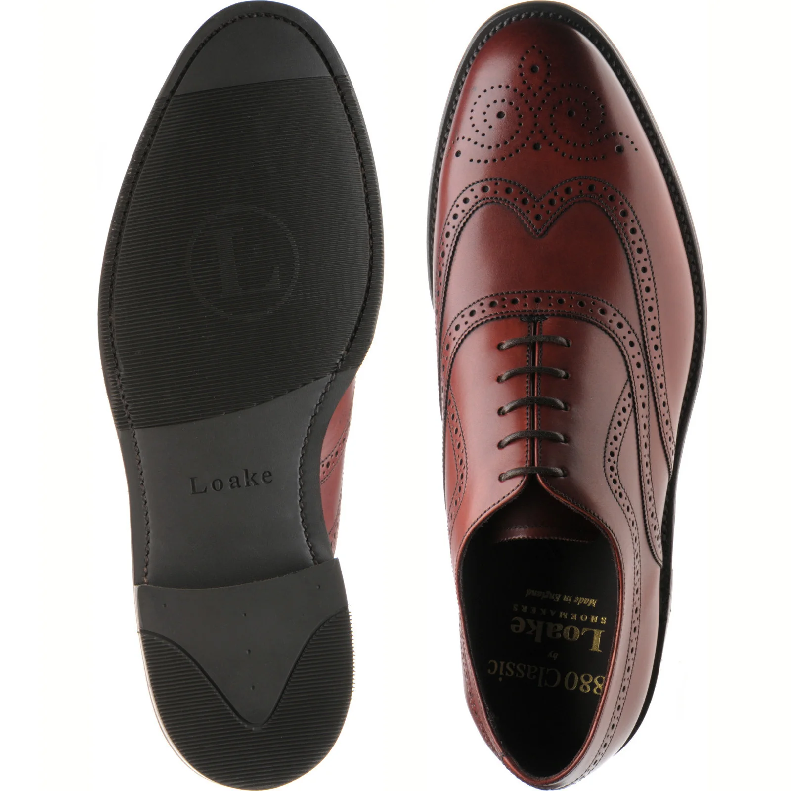 Loake Castlegate mens rubber-soled brogues in seared mahogany calf (second) - Image 3