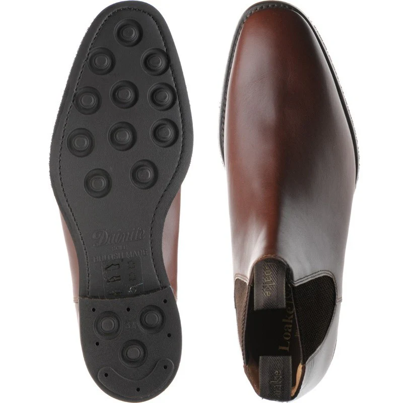 Loake Chatsworth (Rubber) mens rubber-soled Chelsea boots in brown waxy calf (second) - Image 3