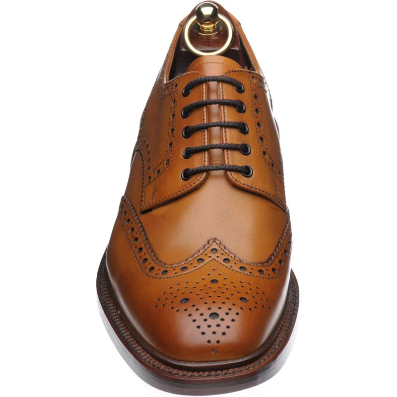 Loake Chester mens brogues in tan burnished calf (second) - Image 2