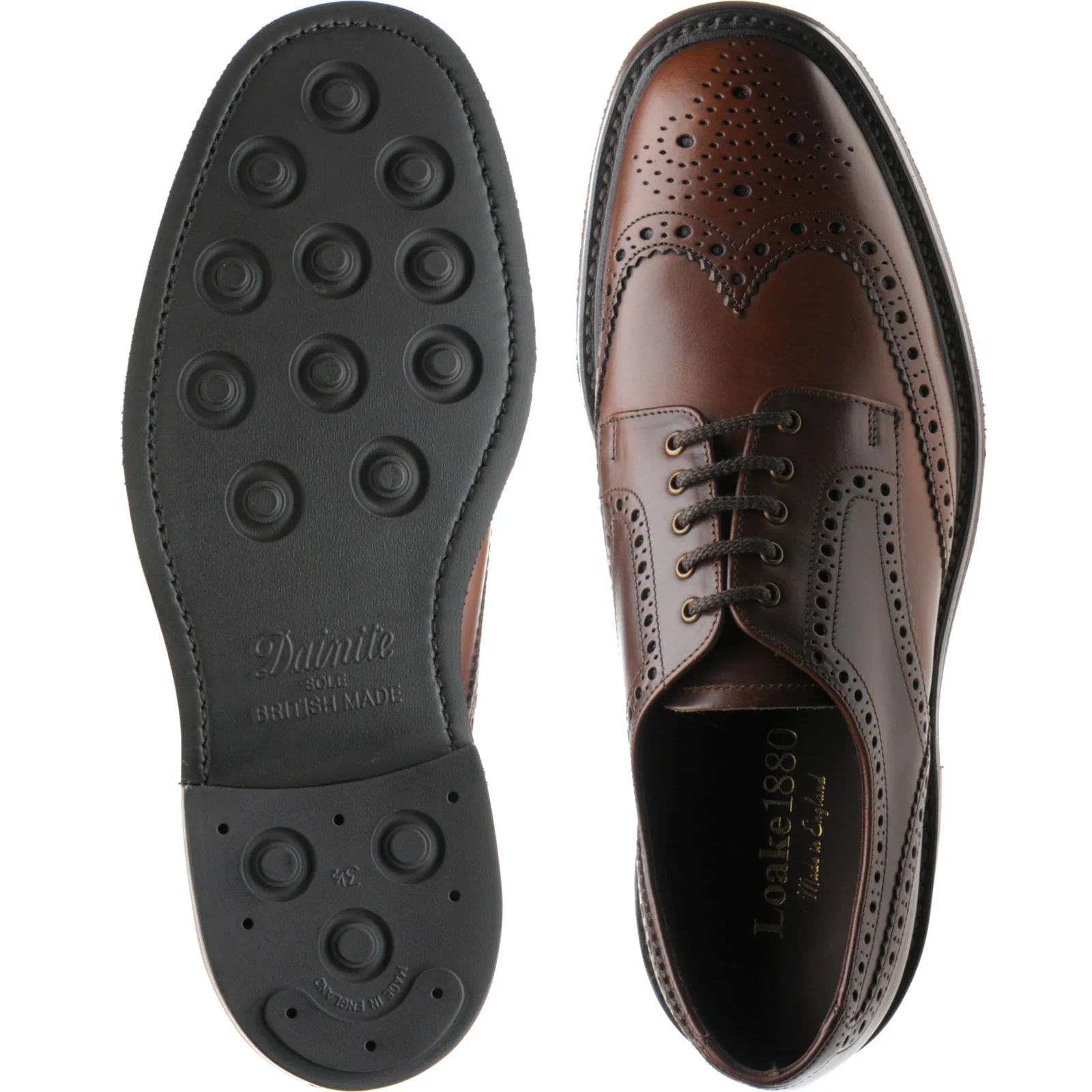 Loake Chester (Rubber) mens rubber-soled brogues in brown chromexcel leather (second) - Image 3