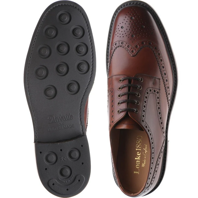 Loake Chester (Rubber) mens rubber-soled brogues in mahogany calf (second) - Image 3