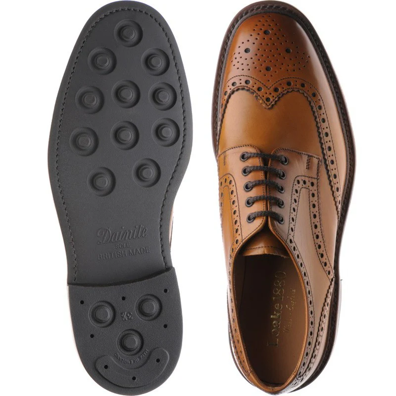 Loake Chester (Rubber) mens rubber-soled brogues in tan calf (second) - Image 3