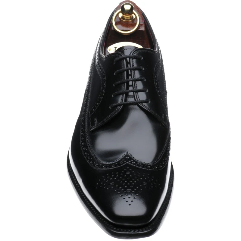 Loake Clint mens brogues in black polished (second) - Image 2