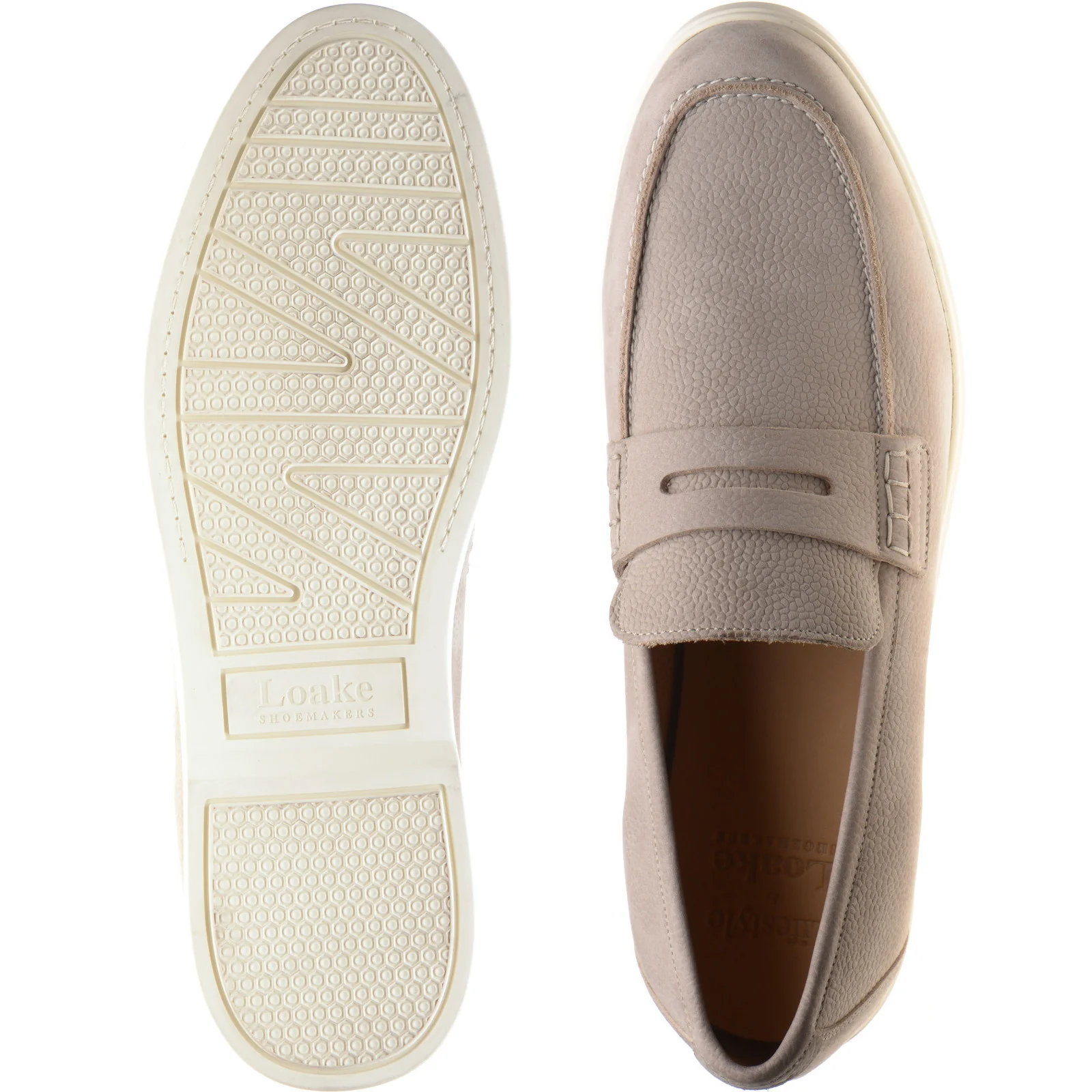 Loake Como mens rubber-soled loafers in grey nubuck (second) - Image 3