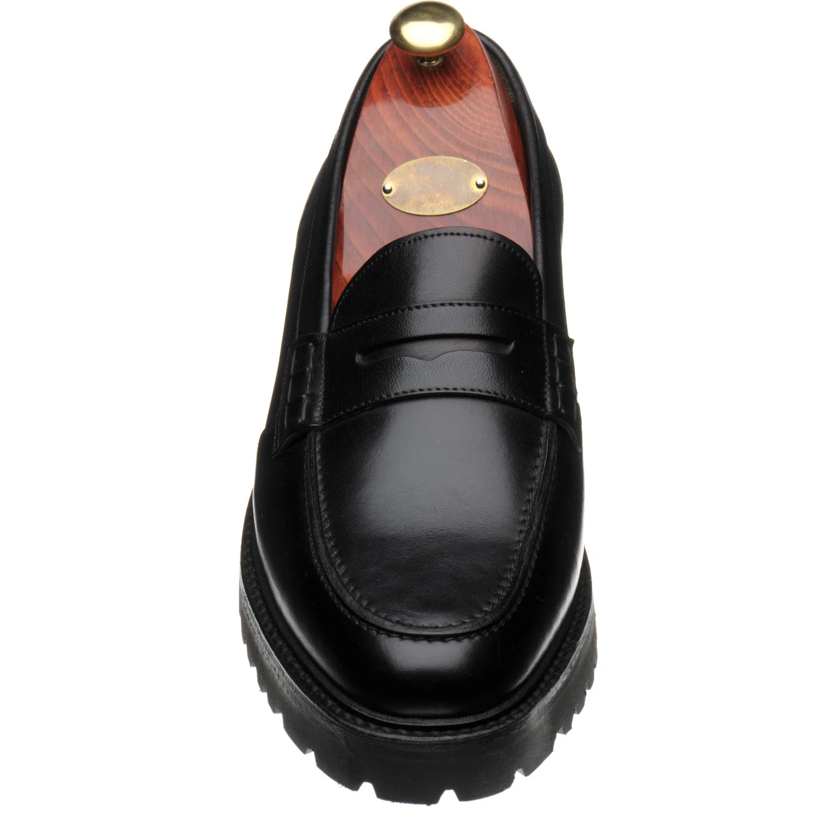 Loake Crux mens rubber-soled loafers in black calf (second) - Image 2