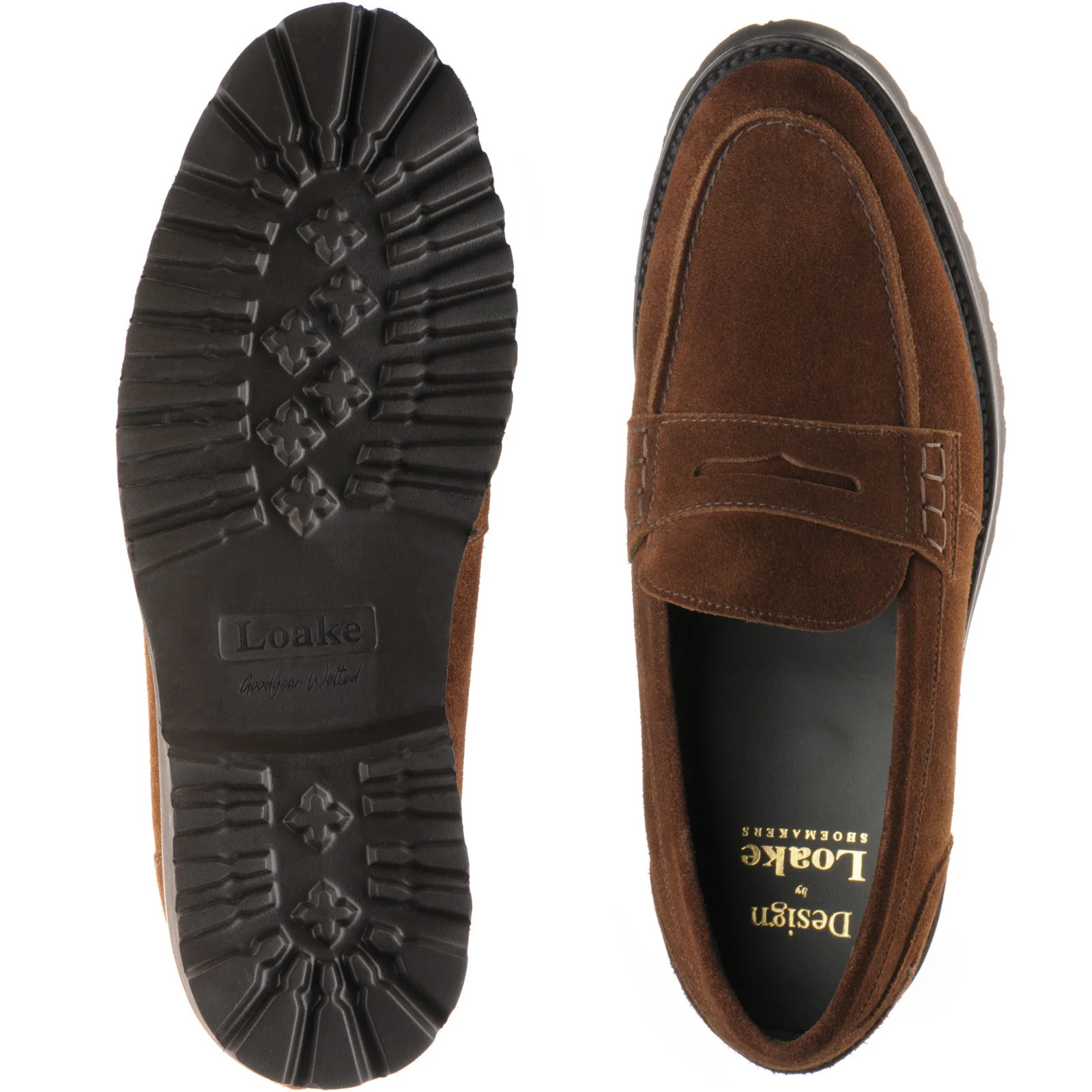 Loake Crux mens rubber-soled loafers in brown suede (second) - Image 3