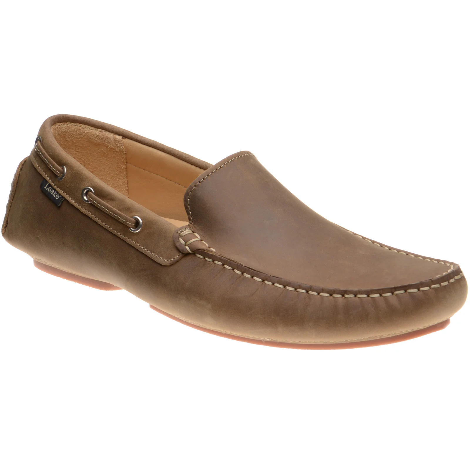 Loake Donington mens rubber-soled driving moccasins in brown oiled nubuck (second)