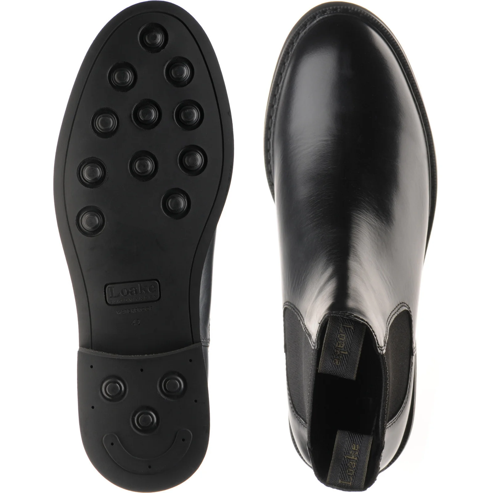 Loake Ducksworth mens rubber-soled Chelsea boots in black waxy calf - Image 3