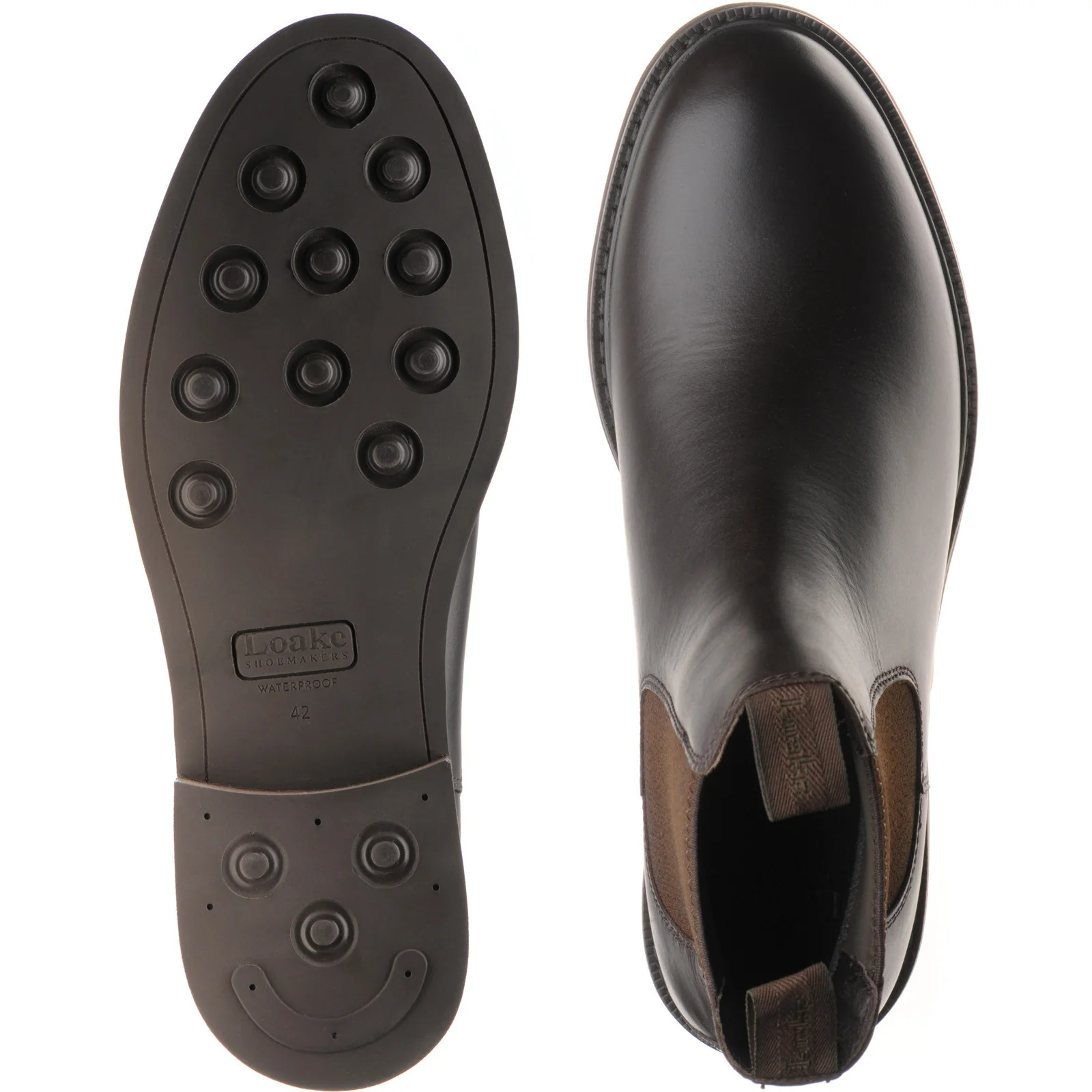 Loake Ducksworth mens rubber-soled Chelsea boots in dark brown waxy calf (second) - Image 3