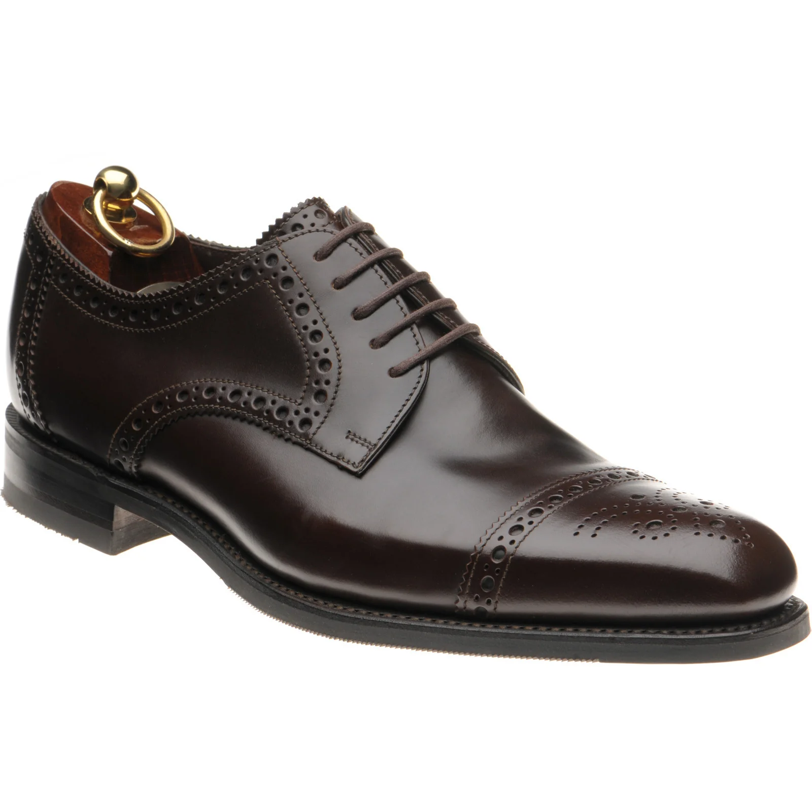 Loake Eldon mens rubber-soled semi-brogues in dark brown polished (second)