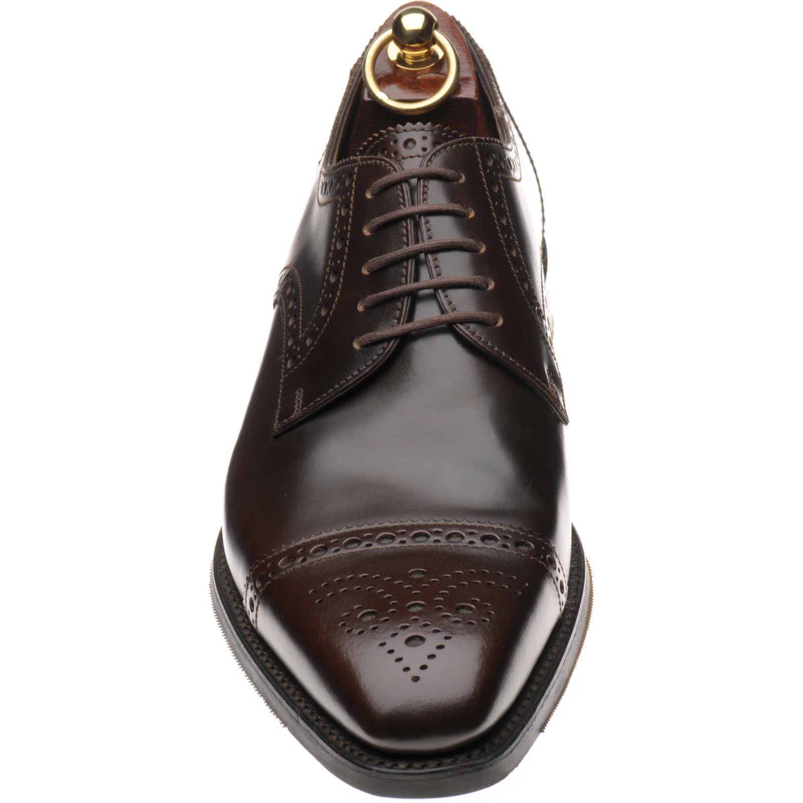 Loake Eldon mens rubber-soled semi-brogues in dark brown polished (second) - Image 2