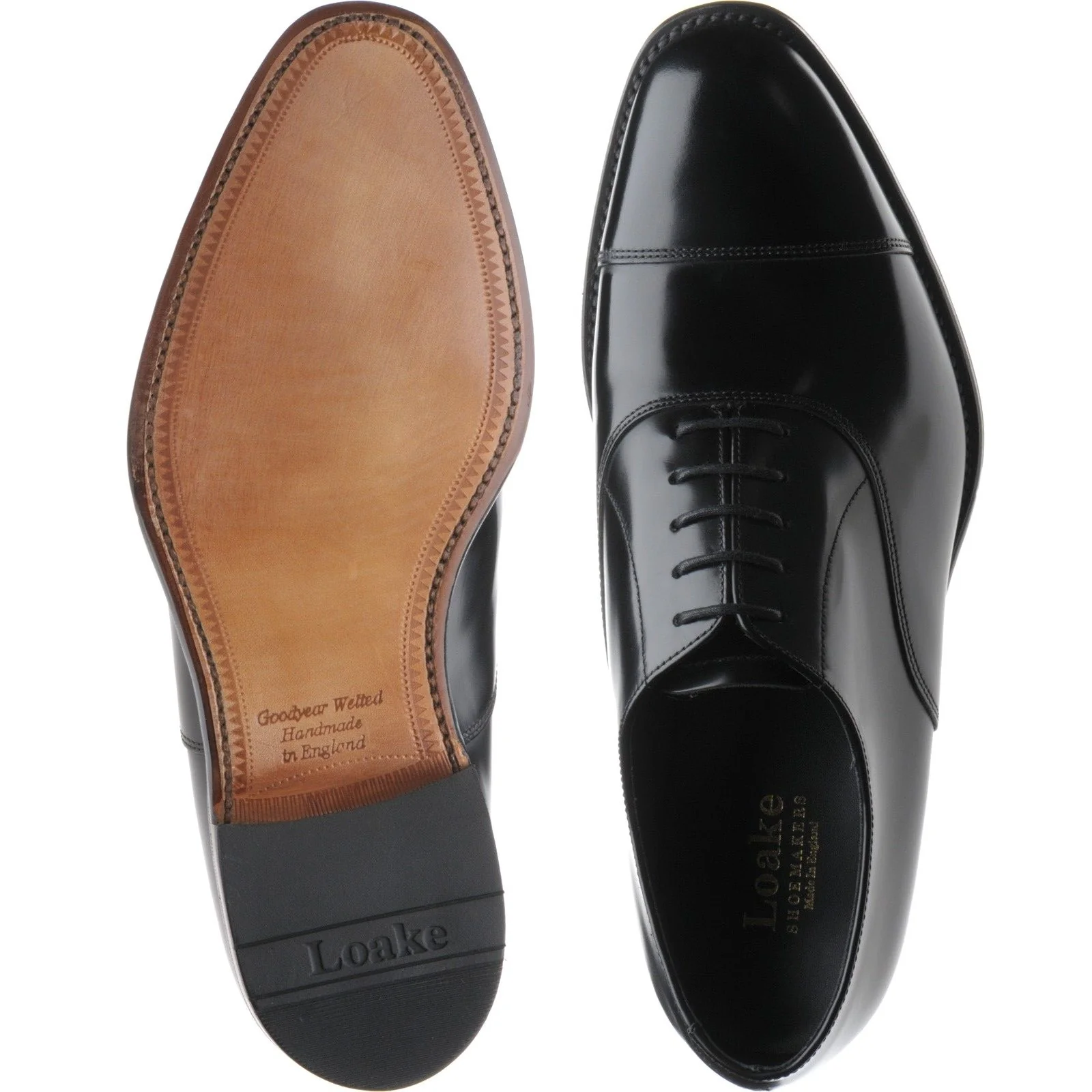 Loake Elgin mens Oxfords in black polished (second) - Image 3