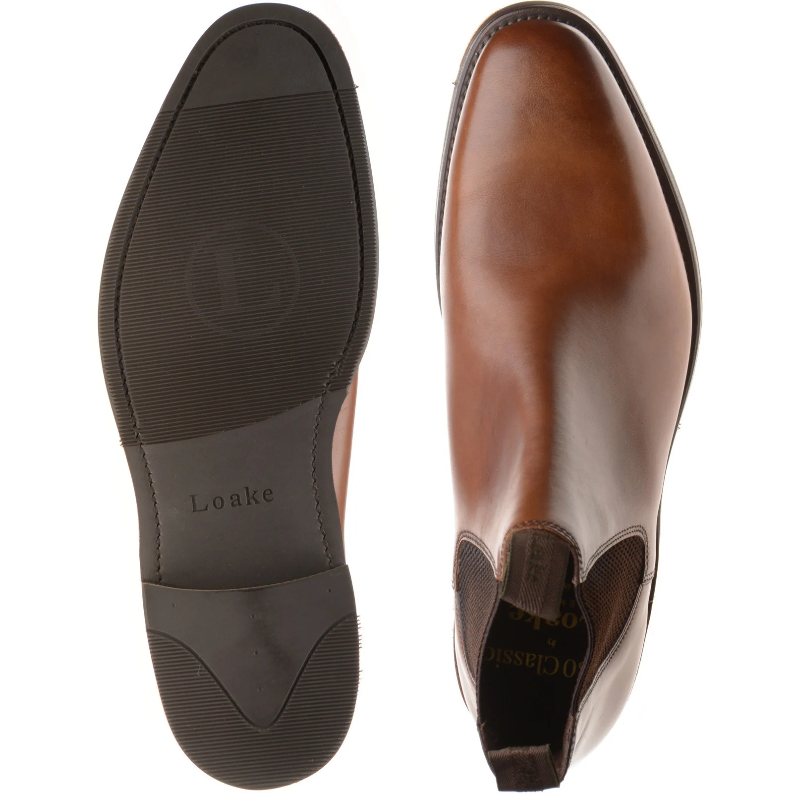 Loake Emsworth mens rubber-soled Chelsea boots in cedar calf (second) - Image 3