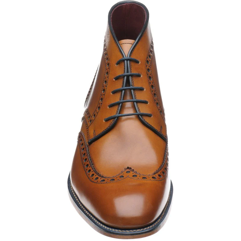 Loake Errington mens brogue boots in tan calf (second) - Image 2