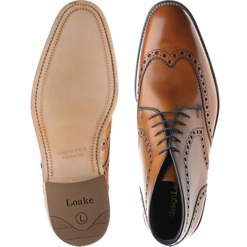 Loake Errington mens brogue boots in tan calf (second) - Image 3