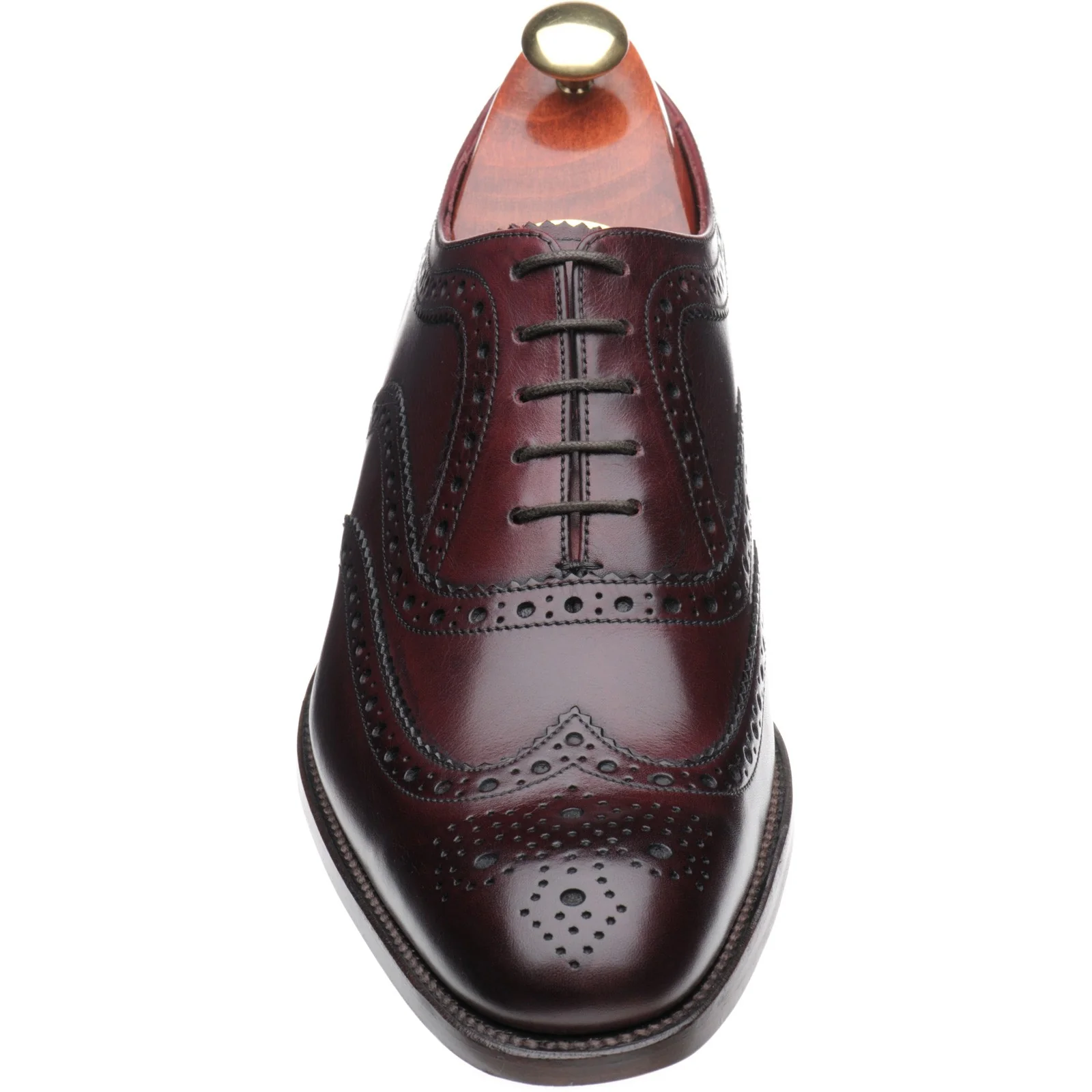 Loake Fearnley mens brogues in burgundy calf (second) - Image 2
