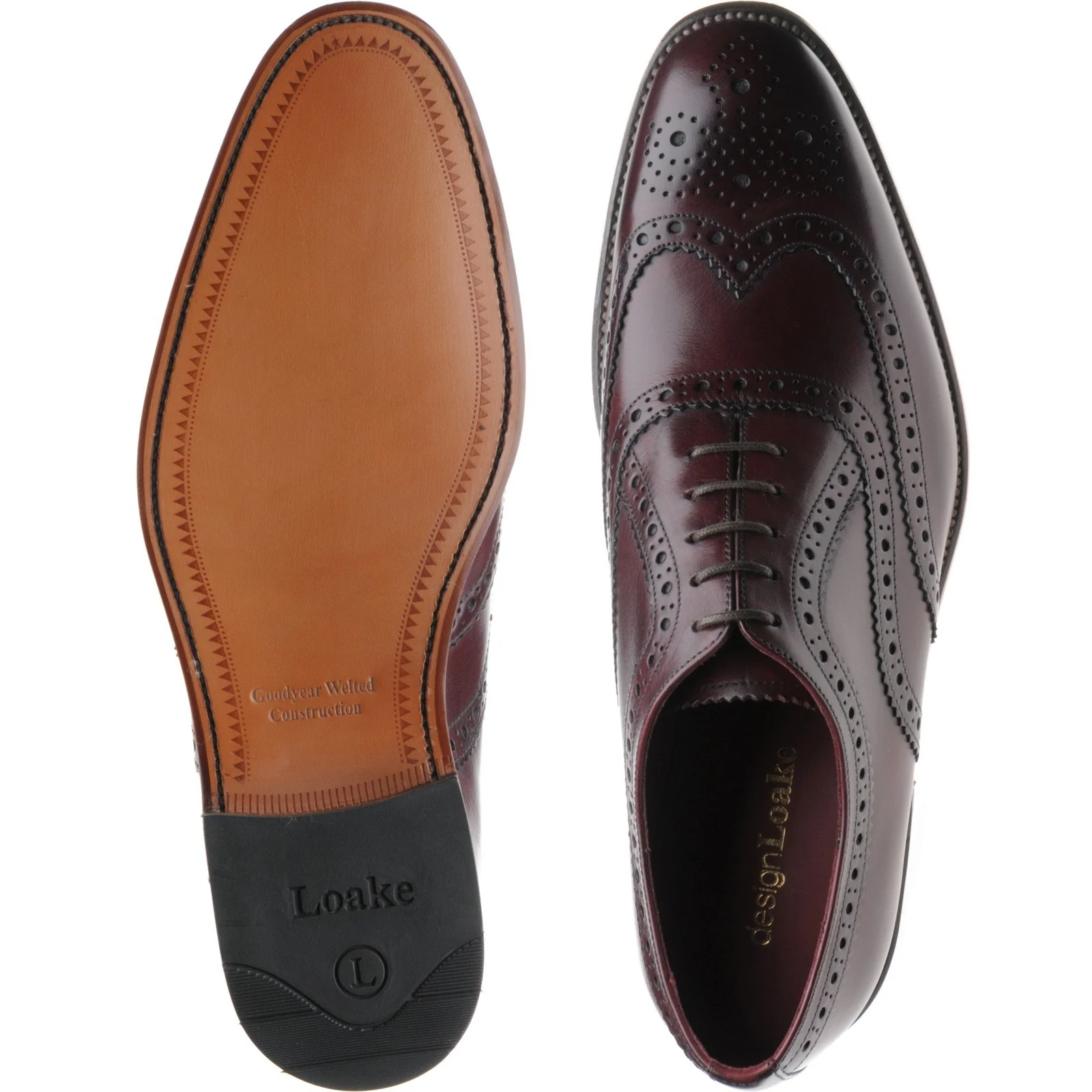 Loake Fearnley mens brogues in burgundy calf (second) - Image 3