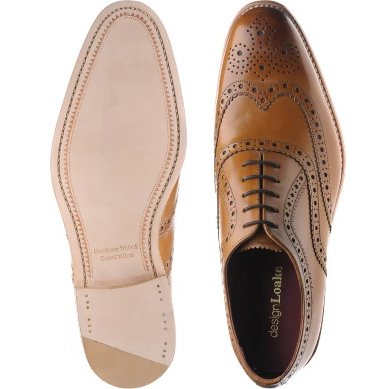 Loake Fearnley mens brogues in tan calf (second) - Image 3