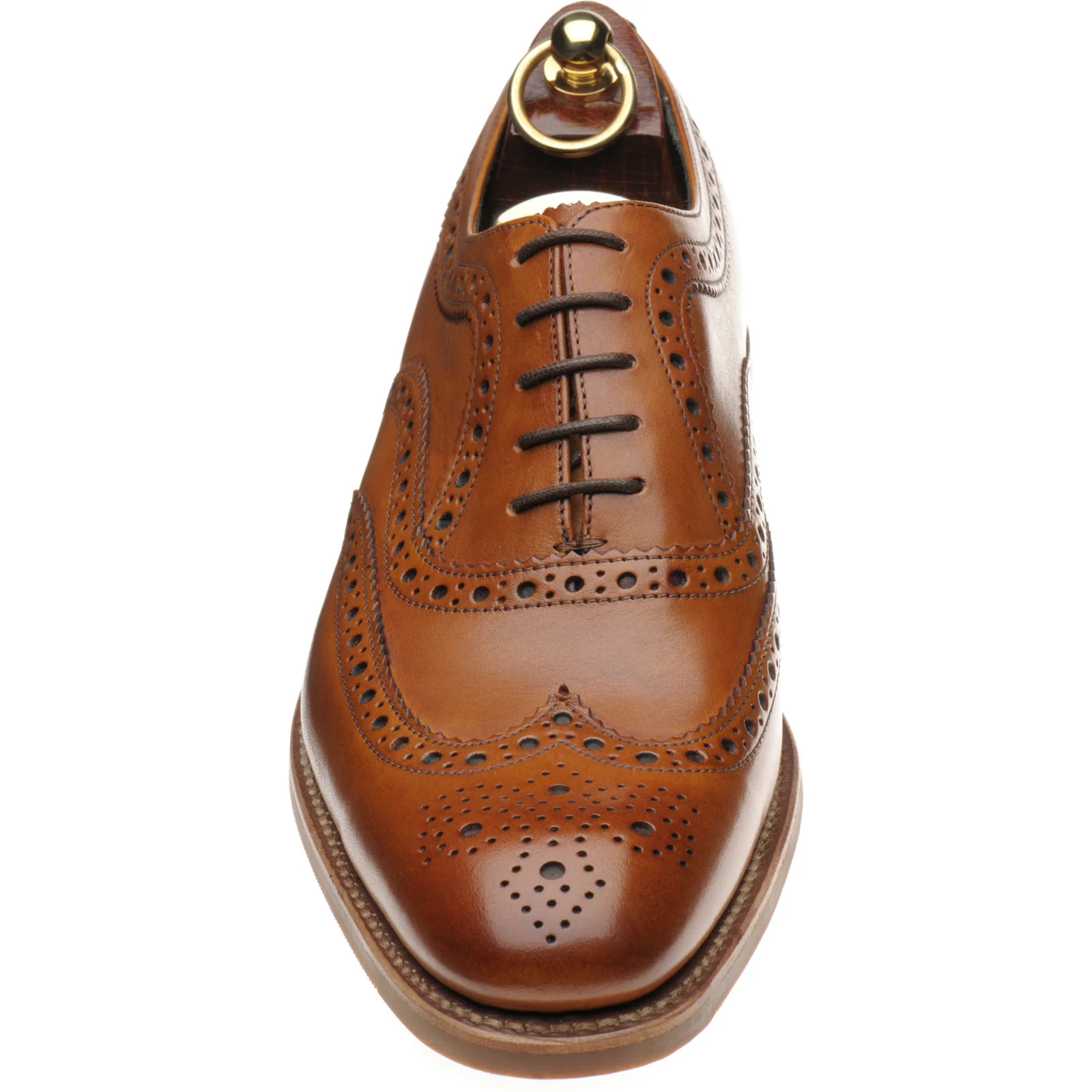 Loake Fearnley Rubber mens rubber-soled brogues in tan calf - Image 2