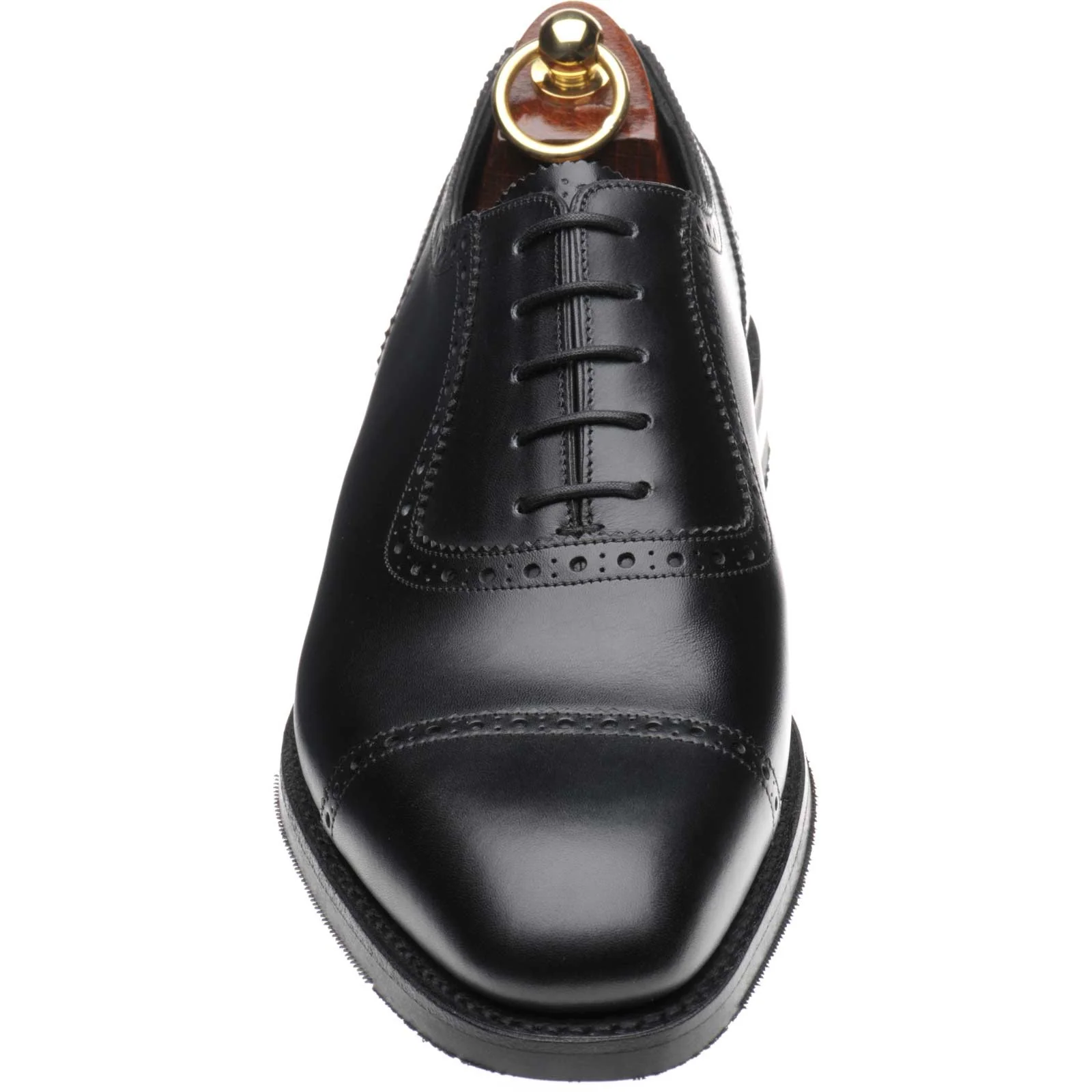 Loake Fleet mens rubber-soled semi-brogues in black calf - Image 2