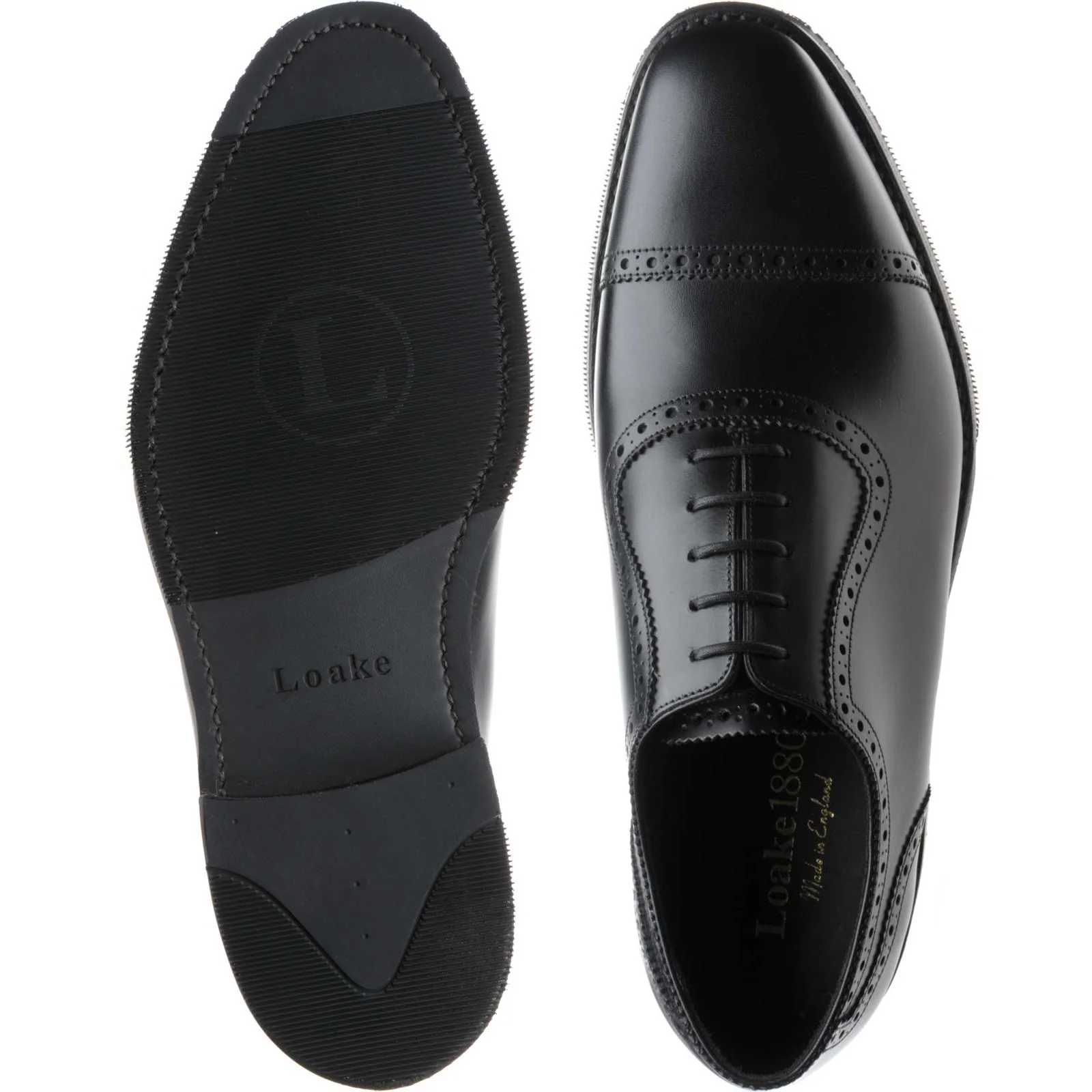 Loake Fleet mens rubber-soled semi-brogues in black calf - Image 3