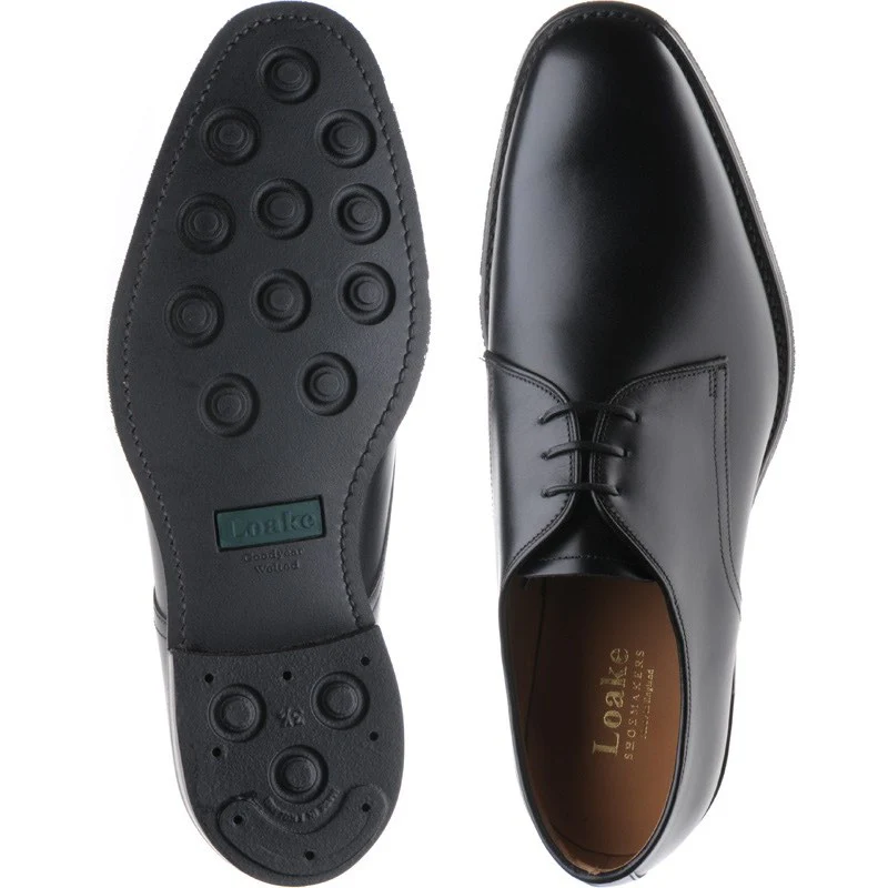 Loake Gable mens rubber-soled Derby shoes in black calf - Image 3