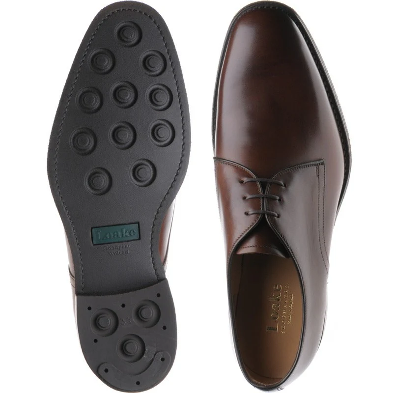 Loake Gable mens rubber-soled Derby shoes in dark brown calf - Image 3