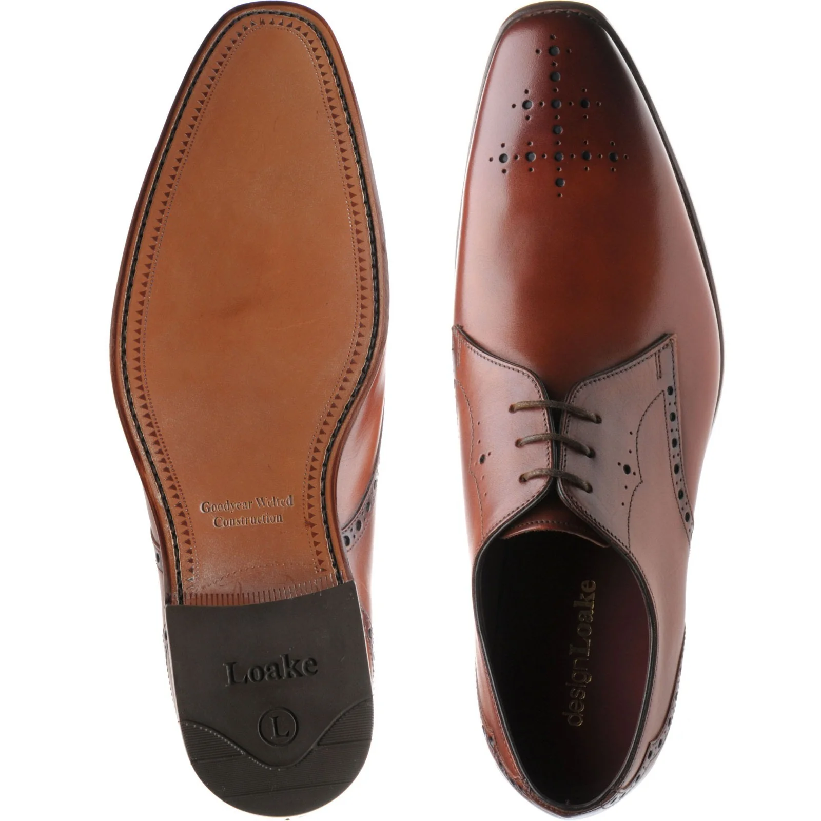 Loake Hannibal mens brogues in handpainted chestnut calf (second) - Image 3