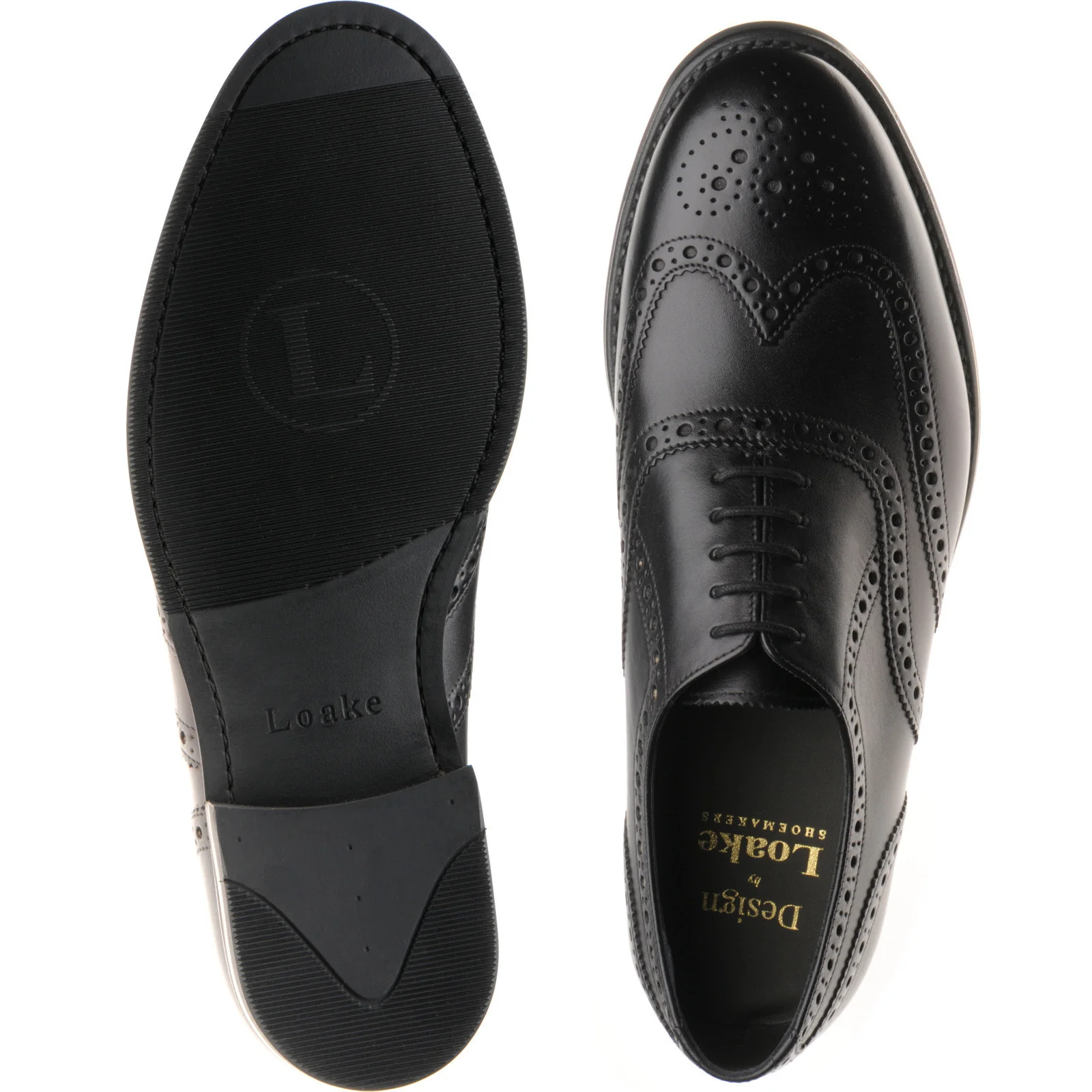 Loake Hepworth mens hybrid-soled brogues in black calf (second) - Image 3