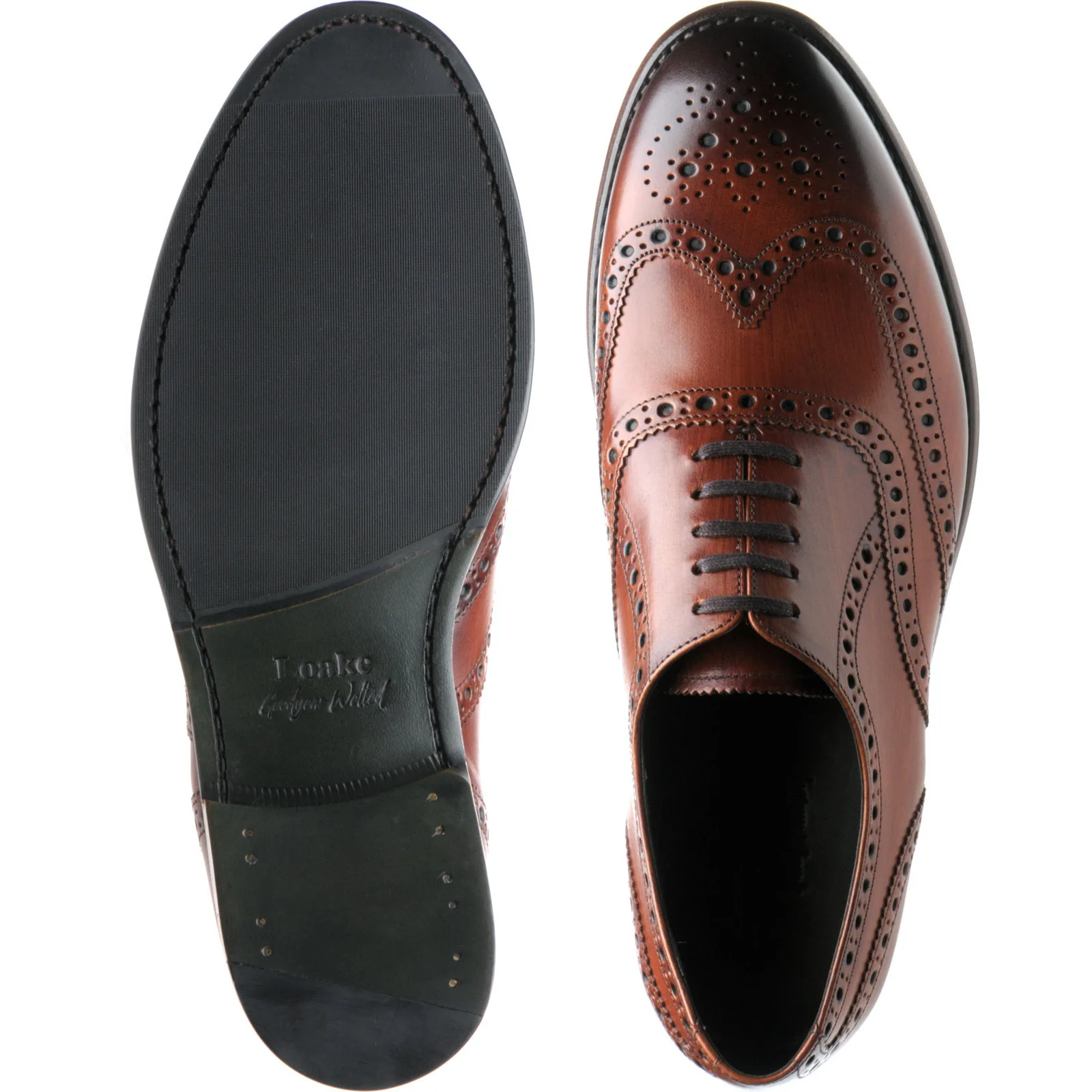 Loake Hepworth mens hybrid-soled brogues in chestnut calf (second) - Image 3