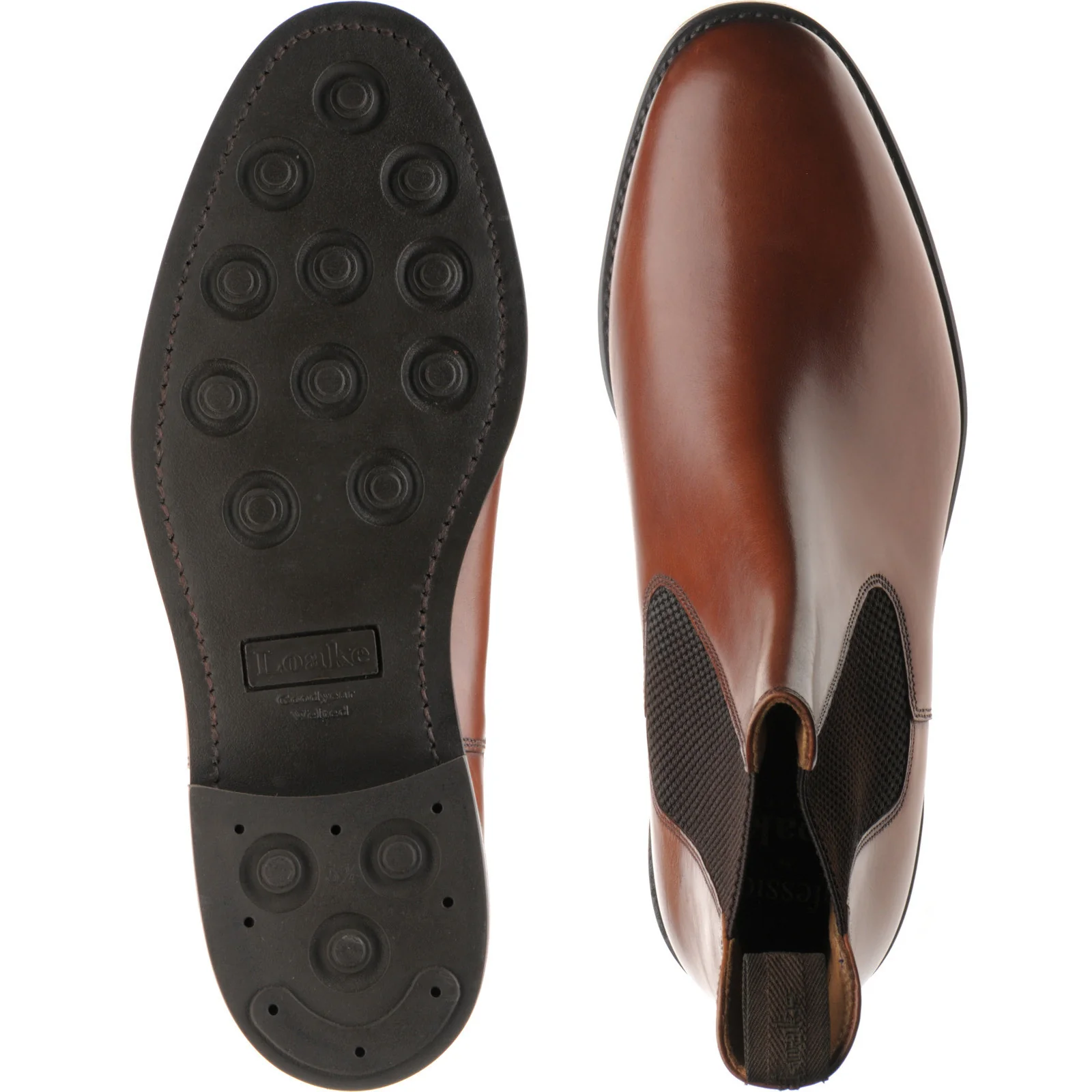 Loake Hickstead Rubber mens rubber-soled boots in brown calf (second) - Image 3
