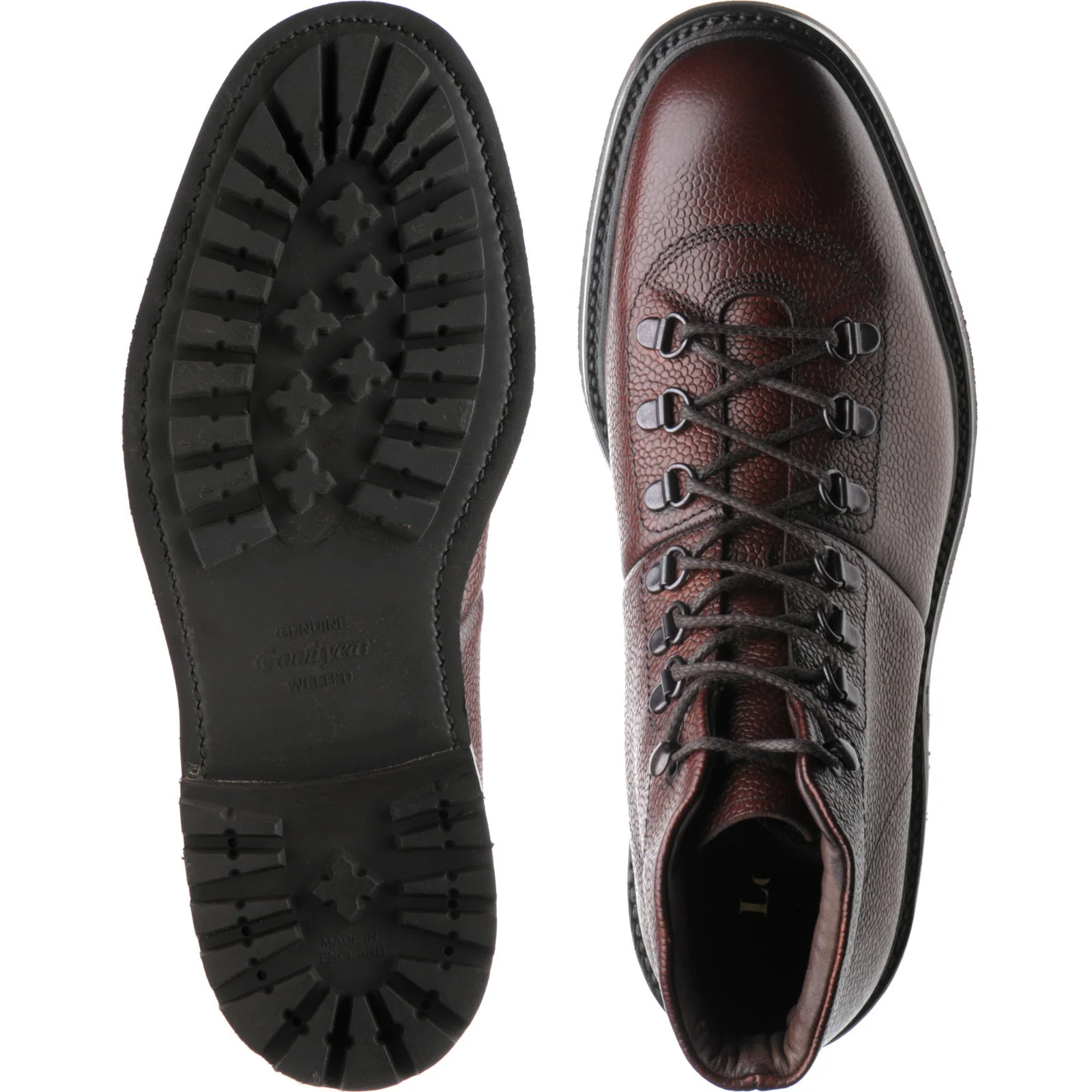 Loake Hiker mens rubber-soled boots in oxblood grain calf (second) - Image 3
