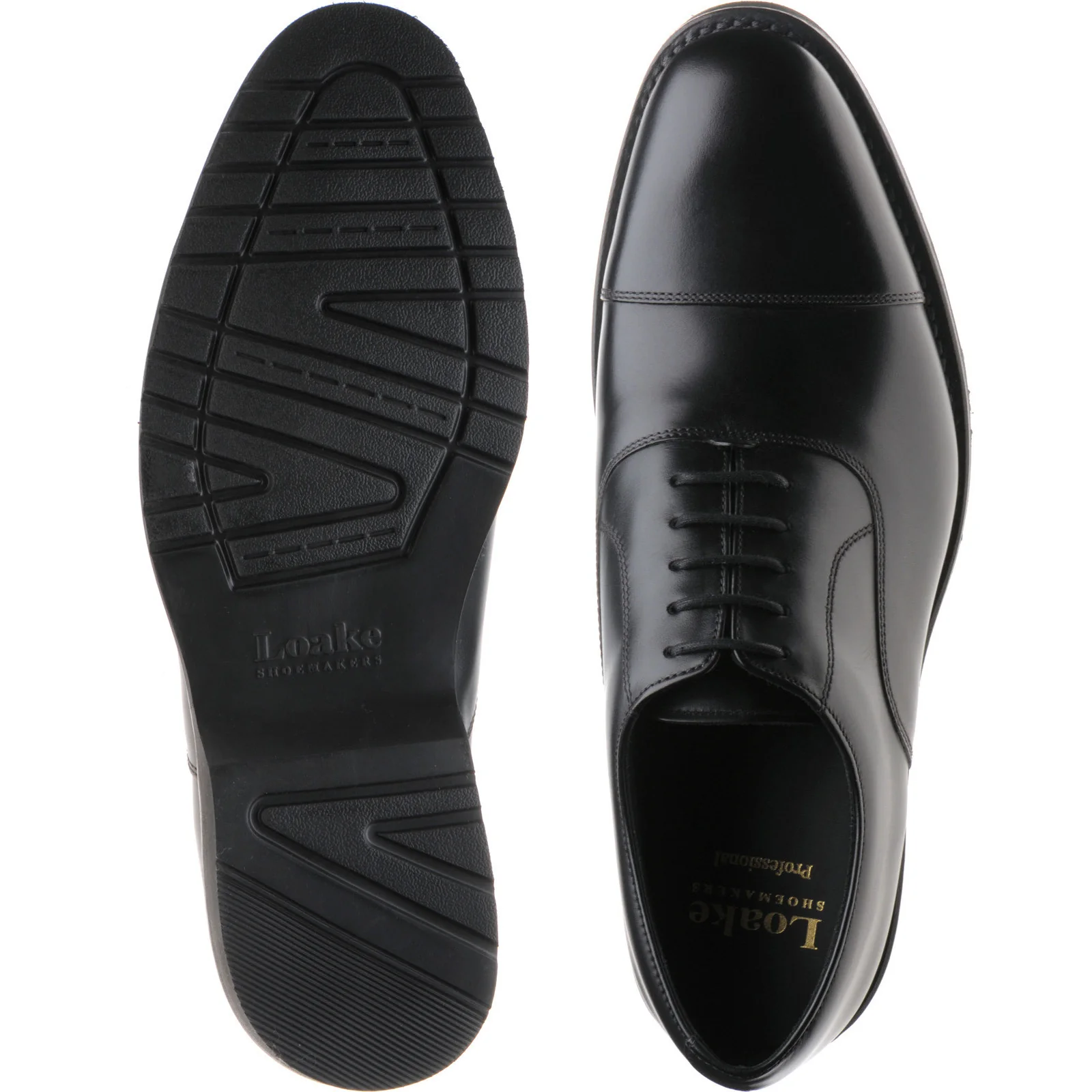 Loake Hitchcock mens rubber-soled Oxfords in black calf (second) - Image 3