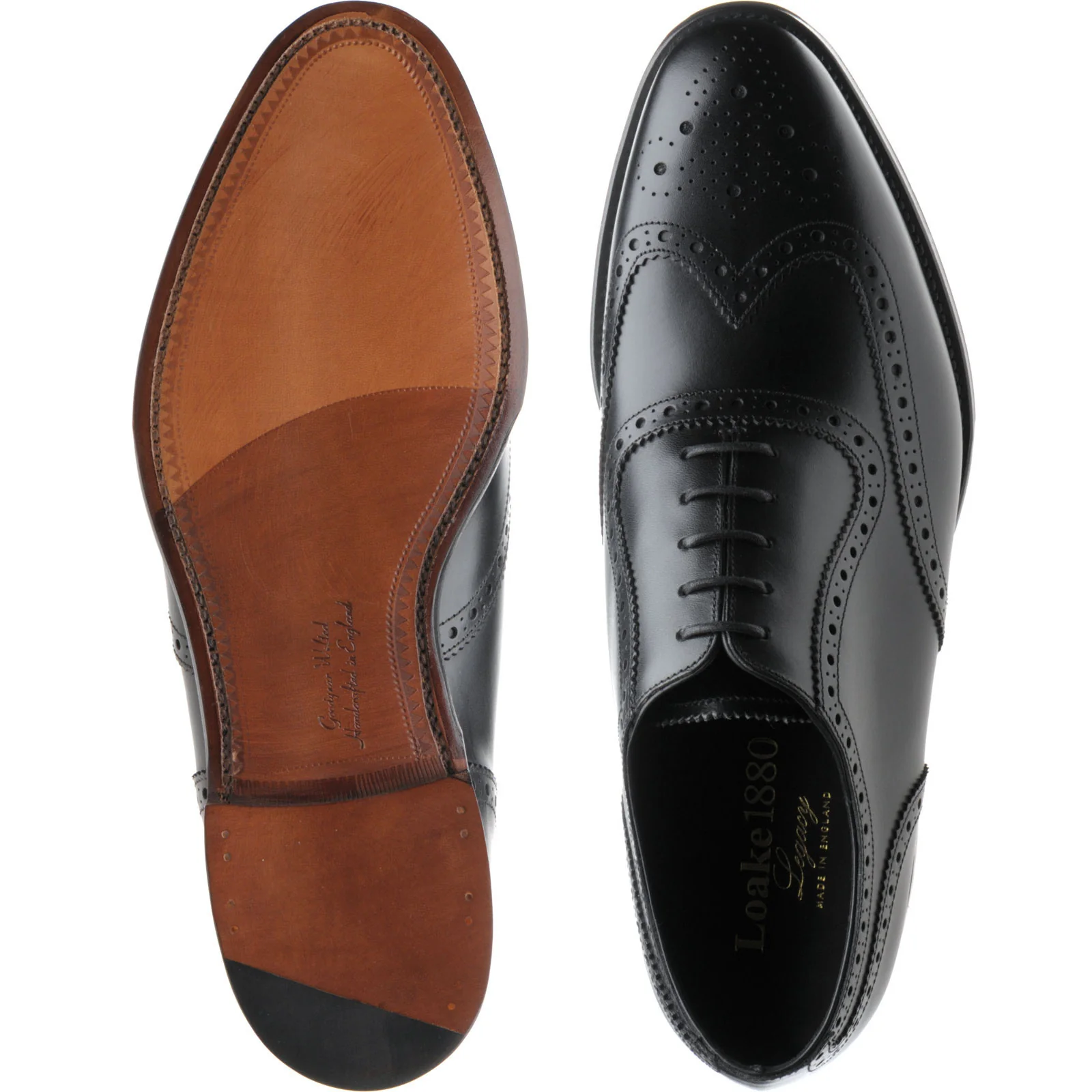 Loake Hodges mens brogues in black calf (second) - Image 3
